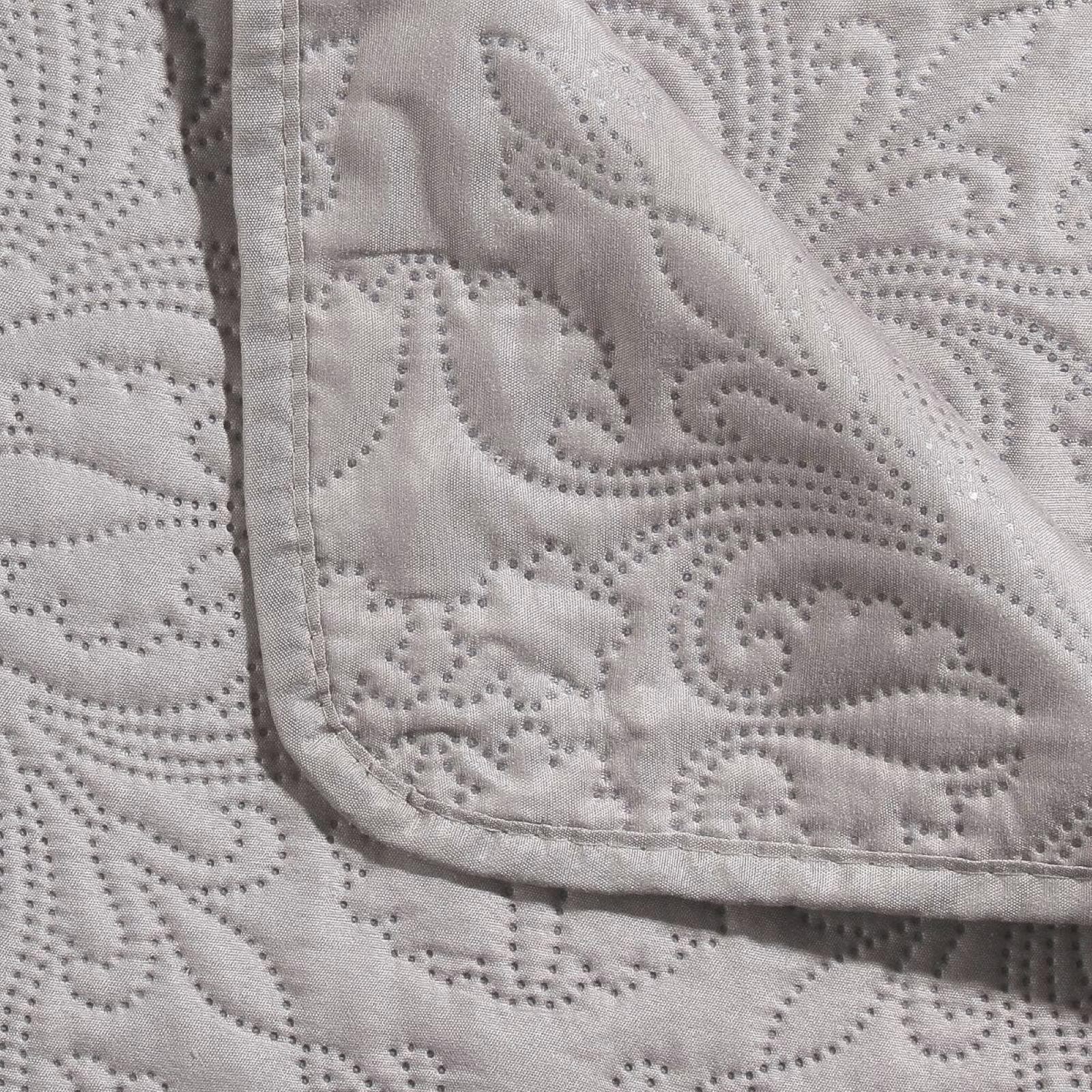 Copriletto 240x260 cm in tessuto trapuntato tortora con 2 federe - Zaryel