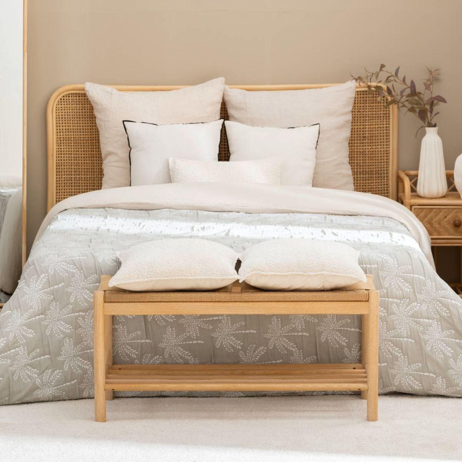 Copriletto 260x240 cm reversibile in tessuto grigio e bianco