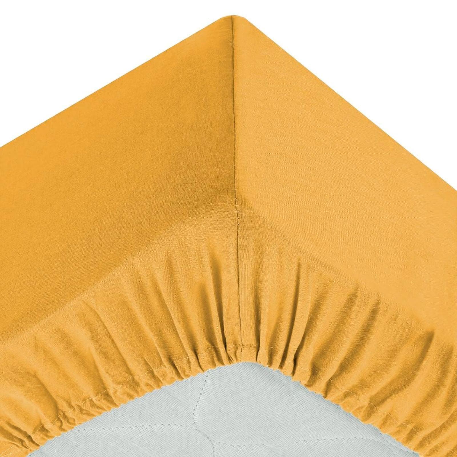 Coprimaterasso 90x190 cm in cotone ocra con angoli ed elastici - Bellini