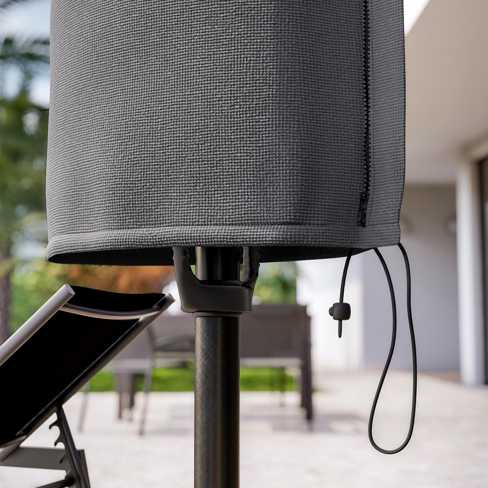 Copertura protettiva per ombrellone in poliestere idrorepellente antracite 290 h cm con coulisse regolabile - Wakanda