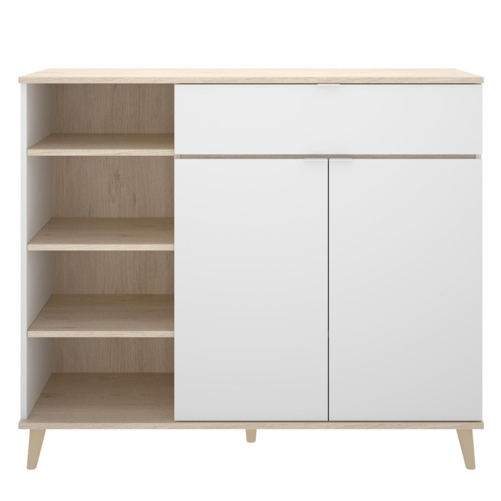 Credenza 120x102 h cm in legno naturale e bianco - Syrio