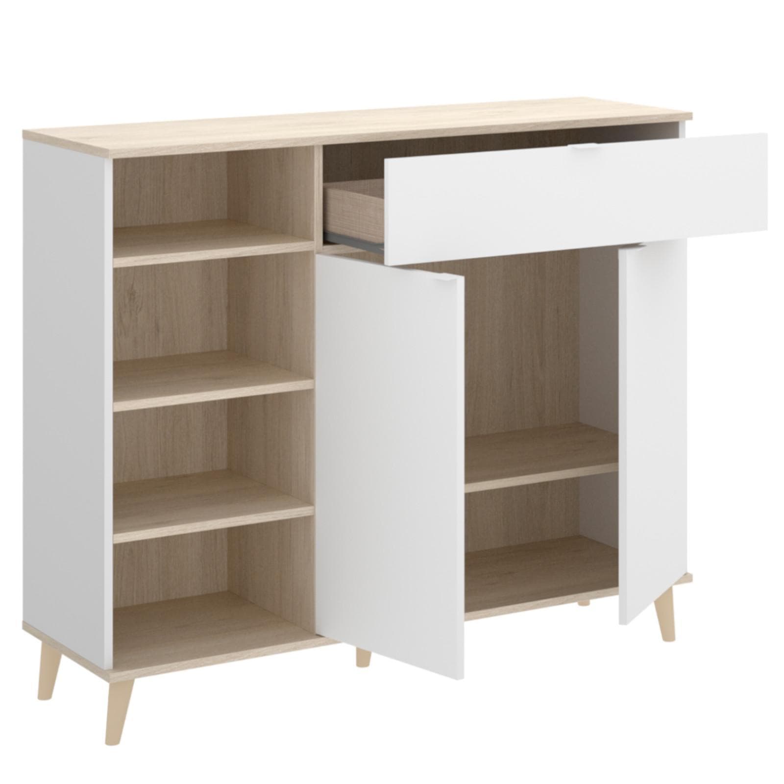 Credenza 120x102 h cm in legno naturale e bianco - Syrio