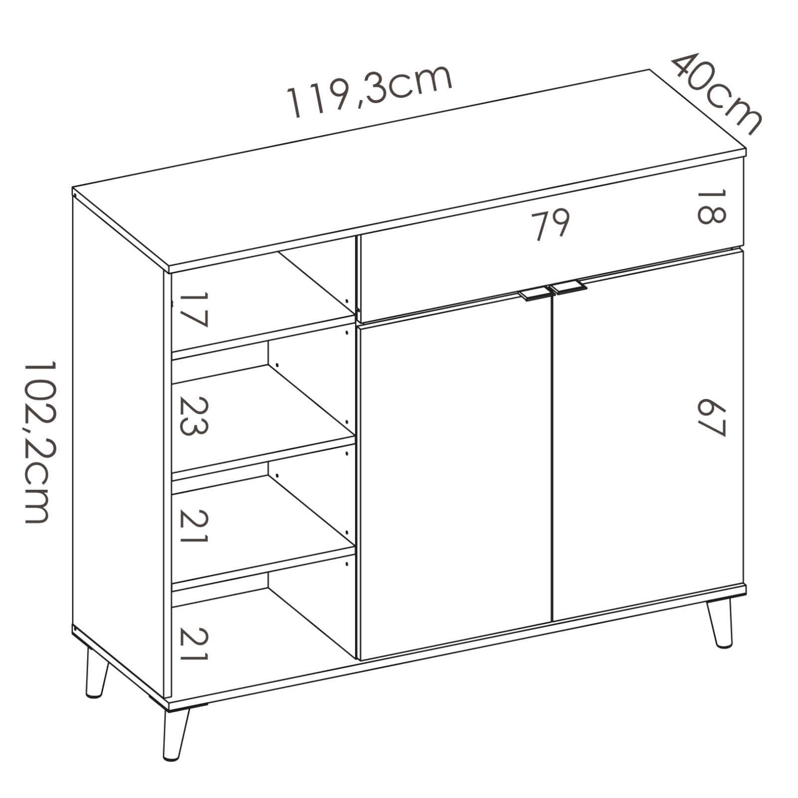 Credenza 120x102 h cm in legno naturale e bianco - Syrio