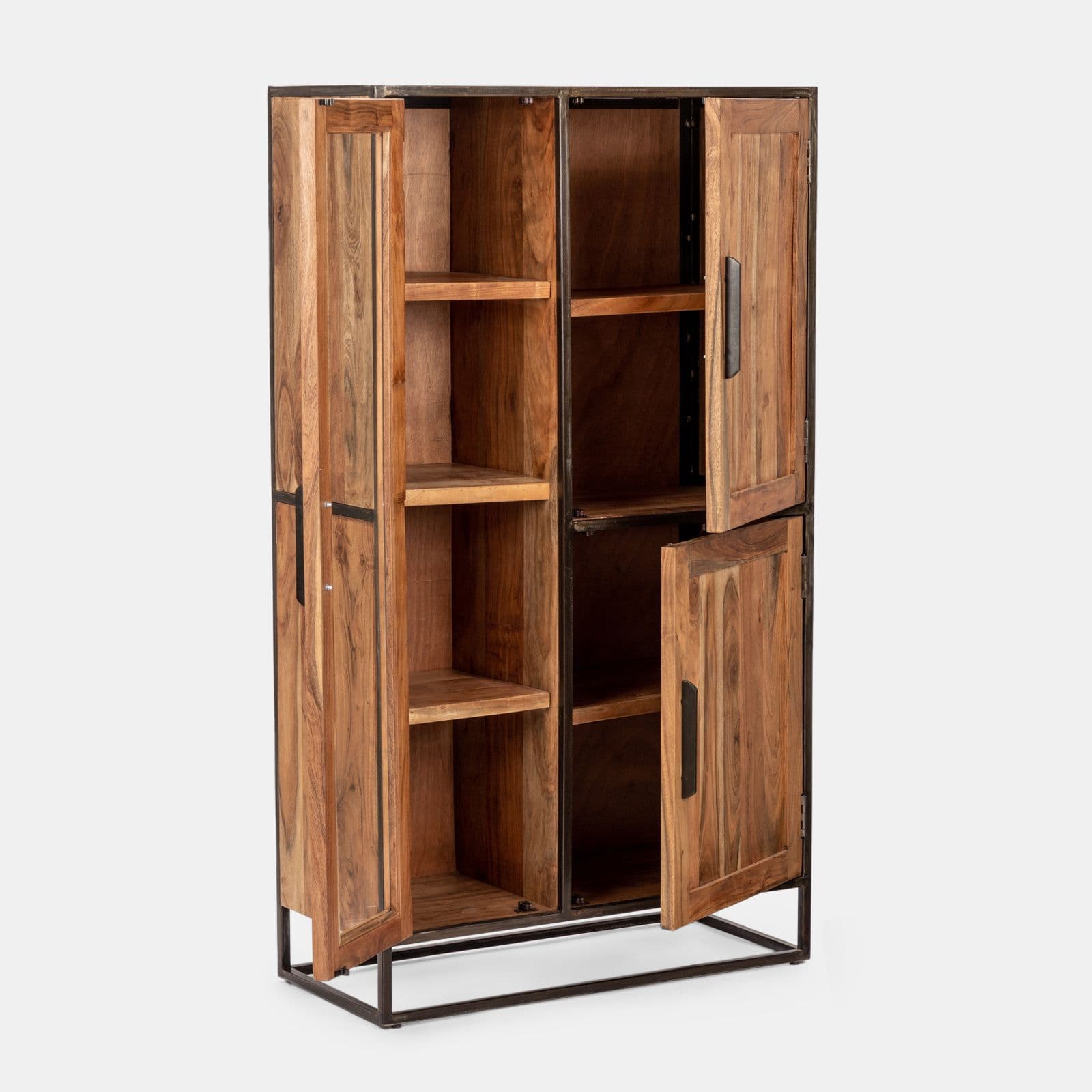 Credenza 90x160h cm in legno di acacia e metallo - Freia Acacia