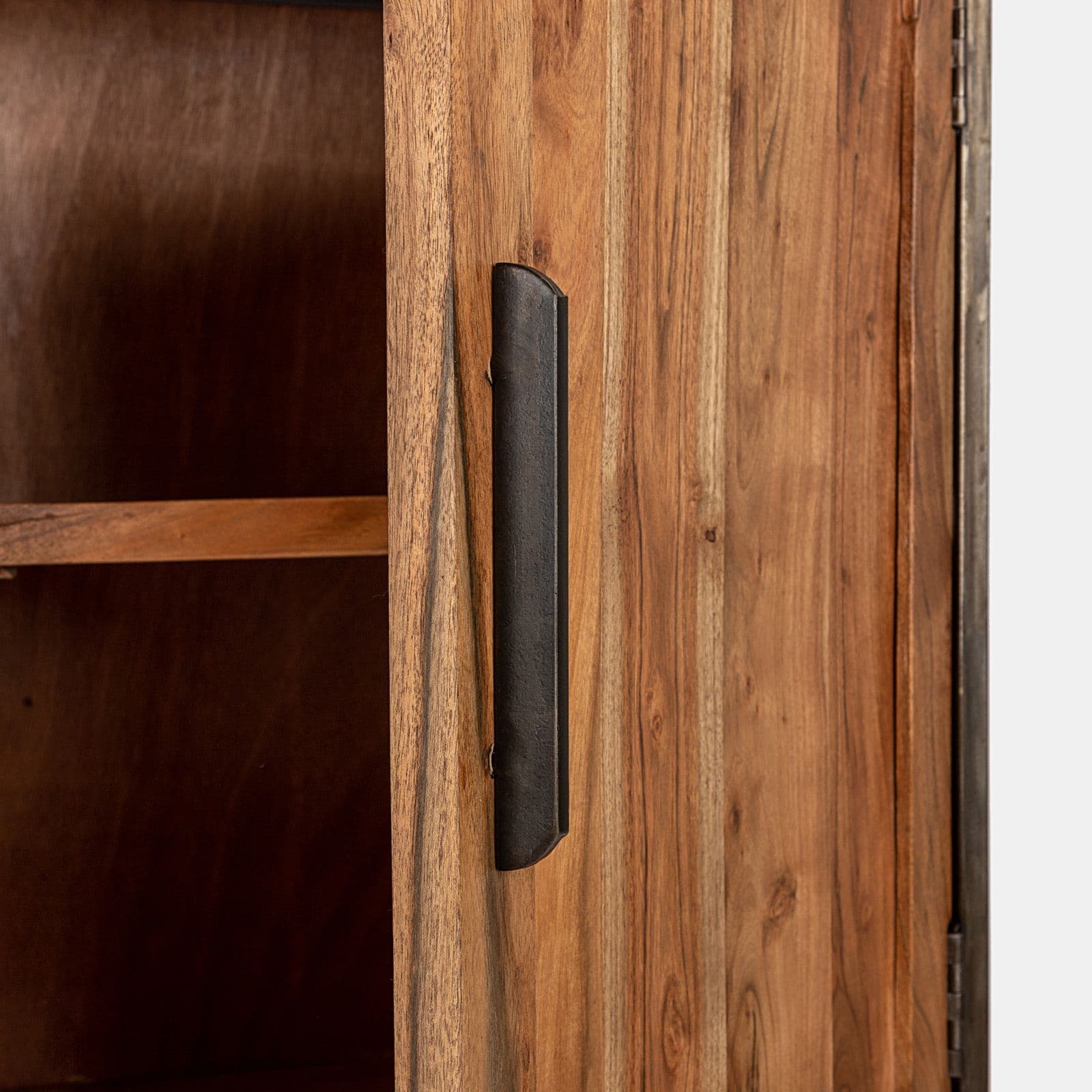 Credenza 90x160h cm in legno di acacia e metallo - Freia Acacia