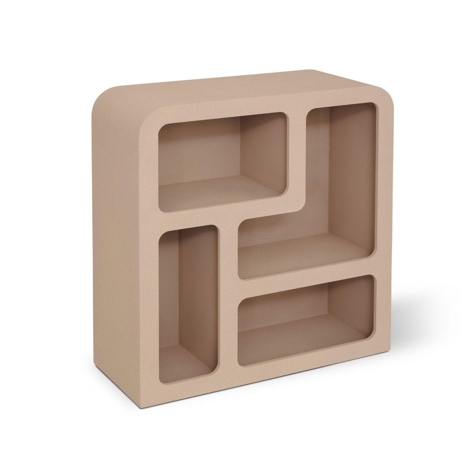 Credenza 75x85h cm in legno effetto pietra beige con 4 ripiani - Taisha