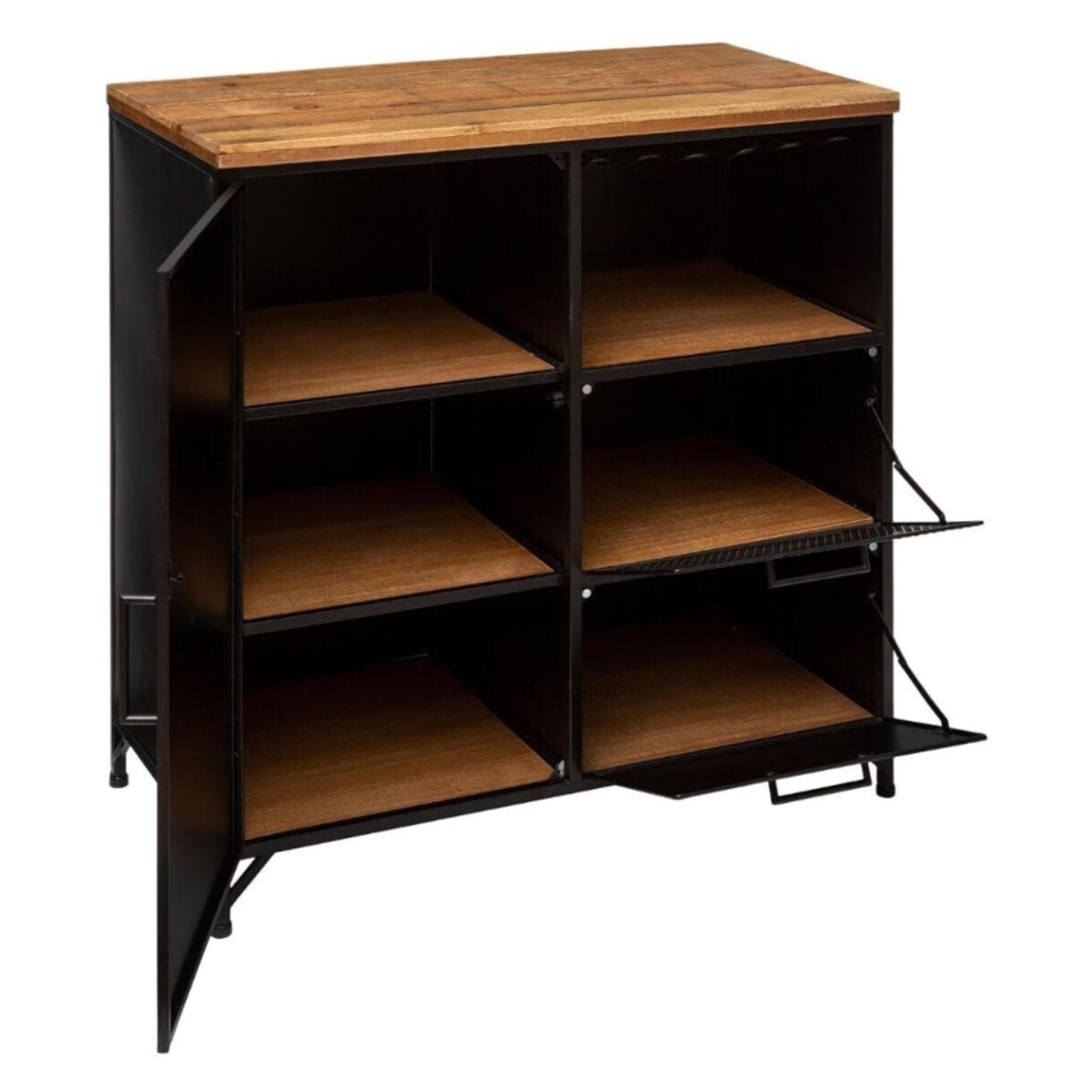 Credenza 80x85h cm con anta e due cassetti in legno e metallo - Preacer