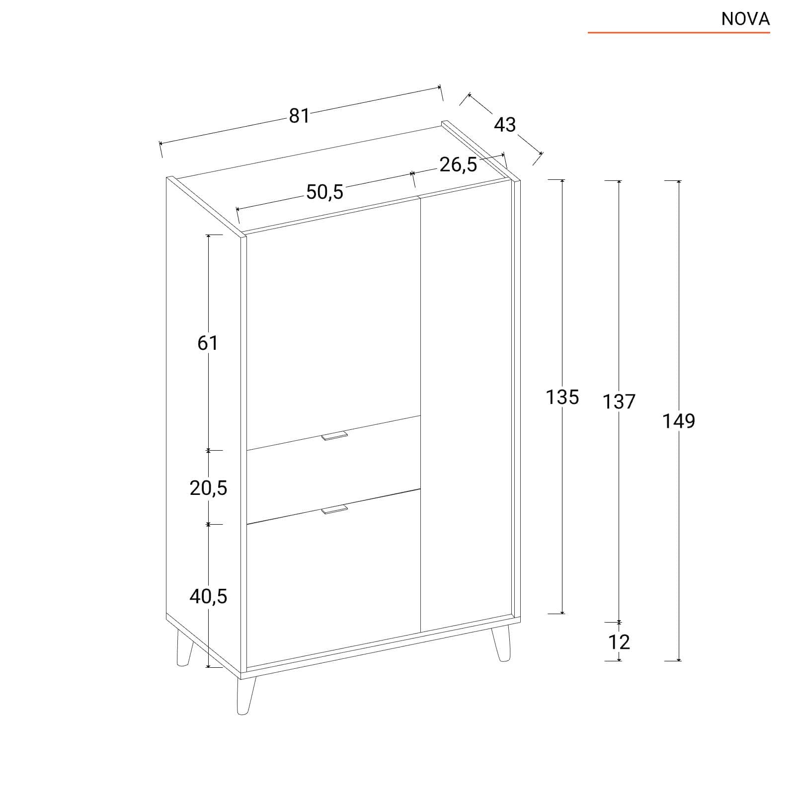 Credenza 81x149 h cm con tre ante e un cassetto in legno grigio bianco e verde - Koria