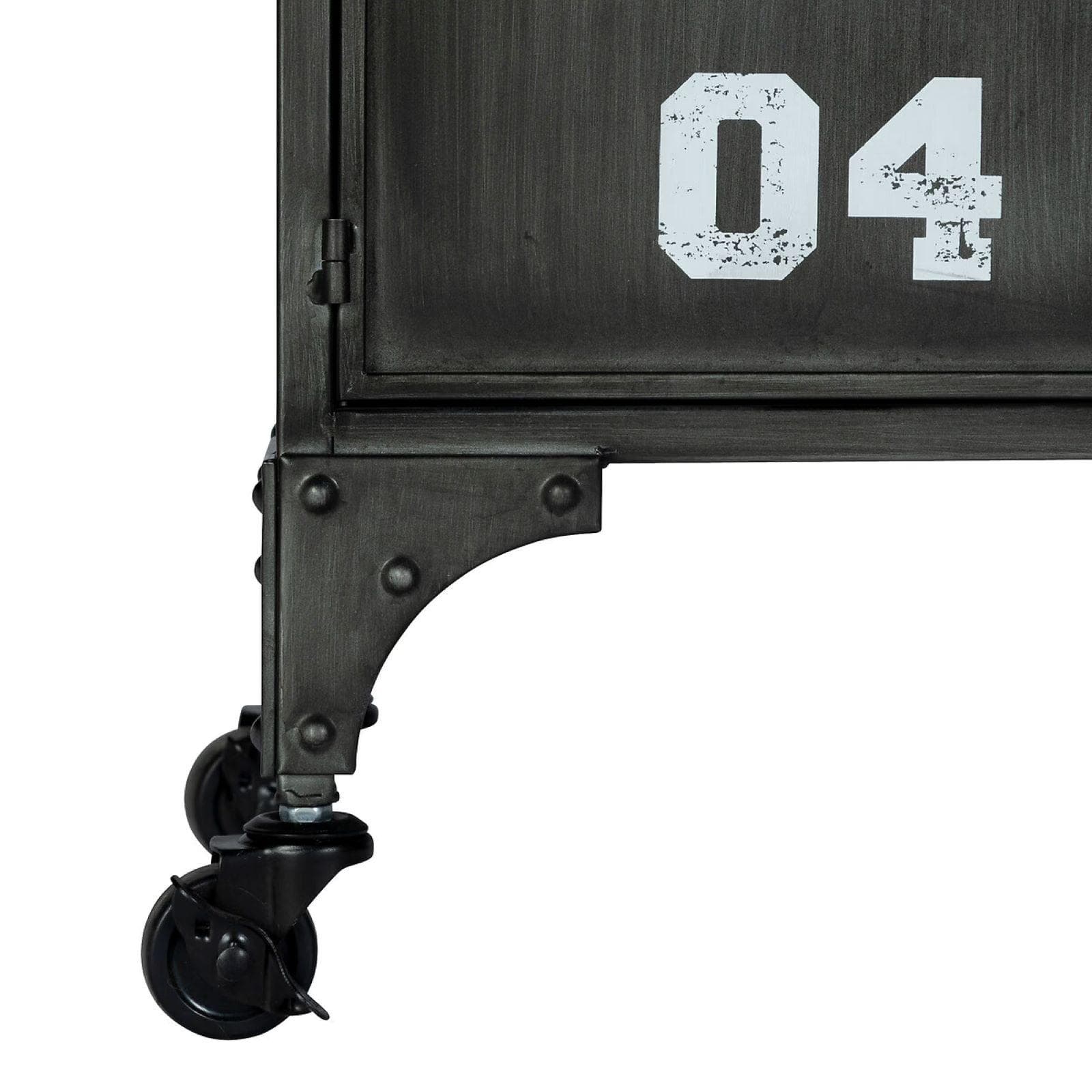 Credenza 90x89h cm in metallo nero con 6 ante numerate e ruote - Orlando