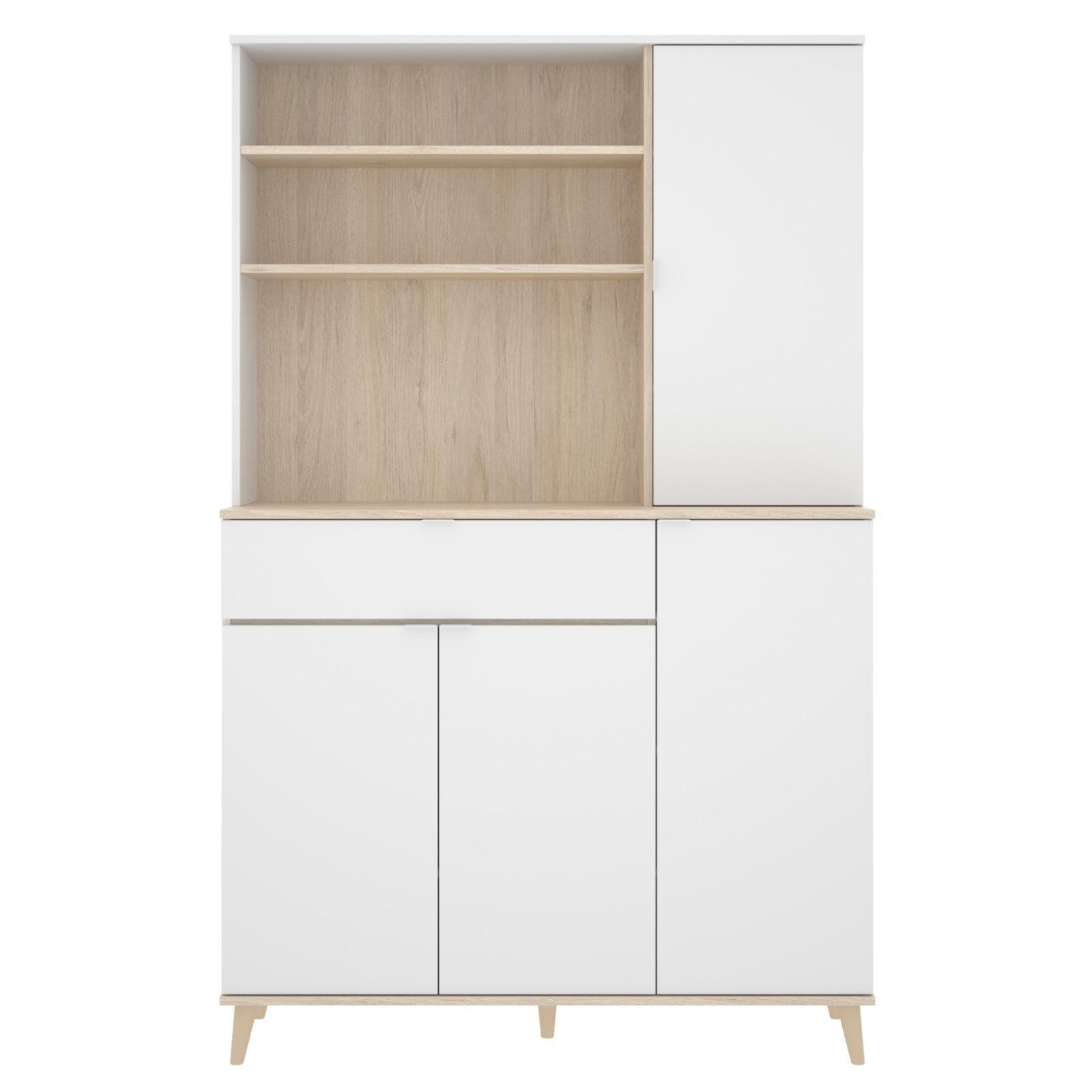 Credenza multiuso 120x189 h cm in legno naturale e bianco - Syrio