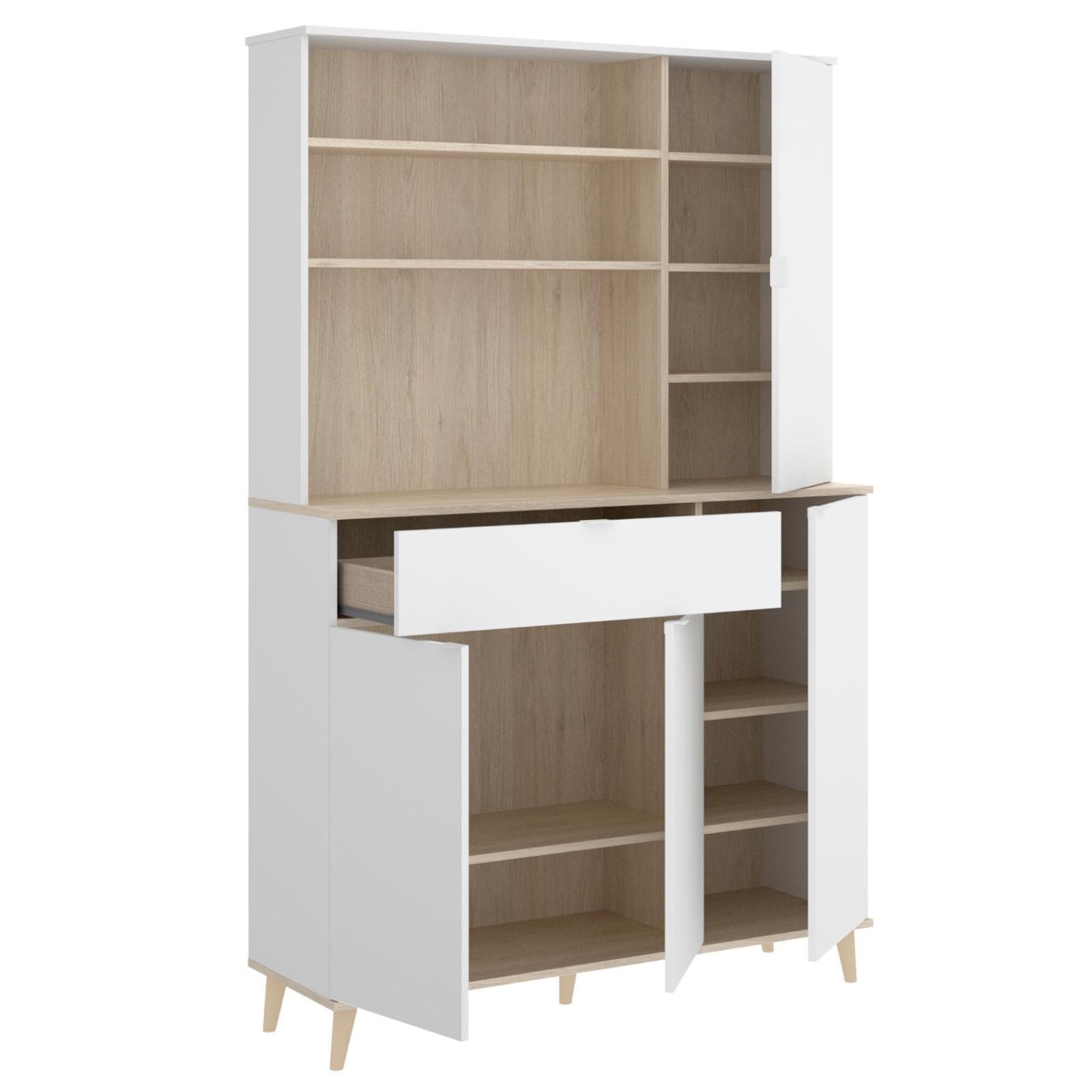 Credenza multiuso 120x189 h cm in legno naturale e bianco - Syrio