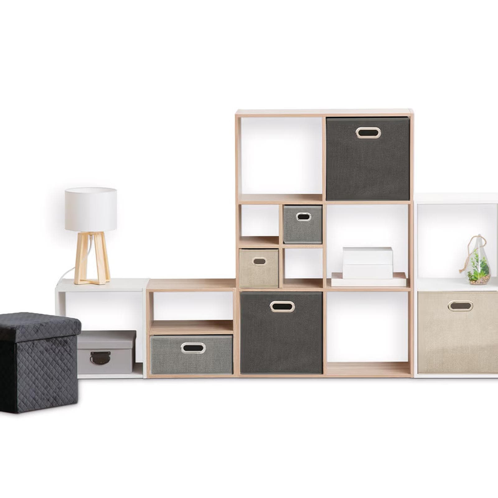 Cubo contenitore 31x31h cm in tessuto grigio scuro