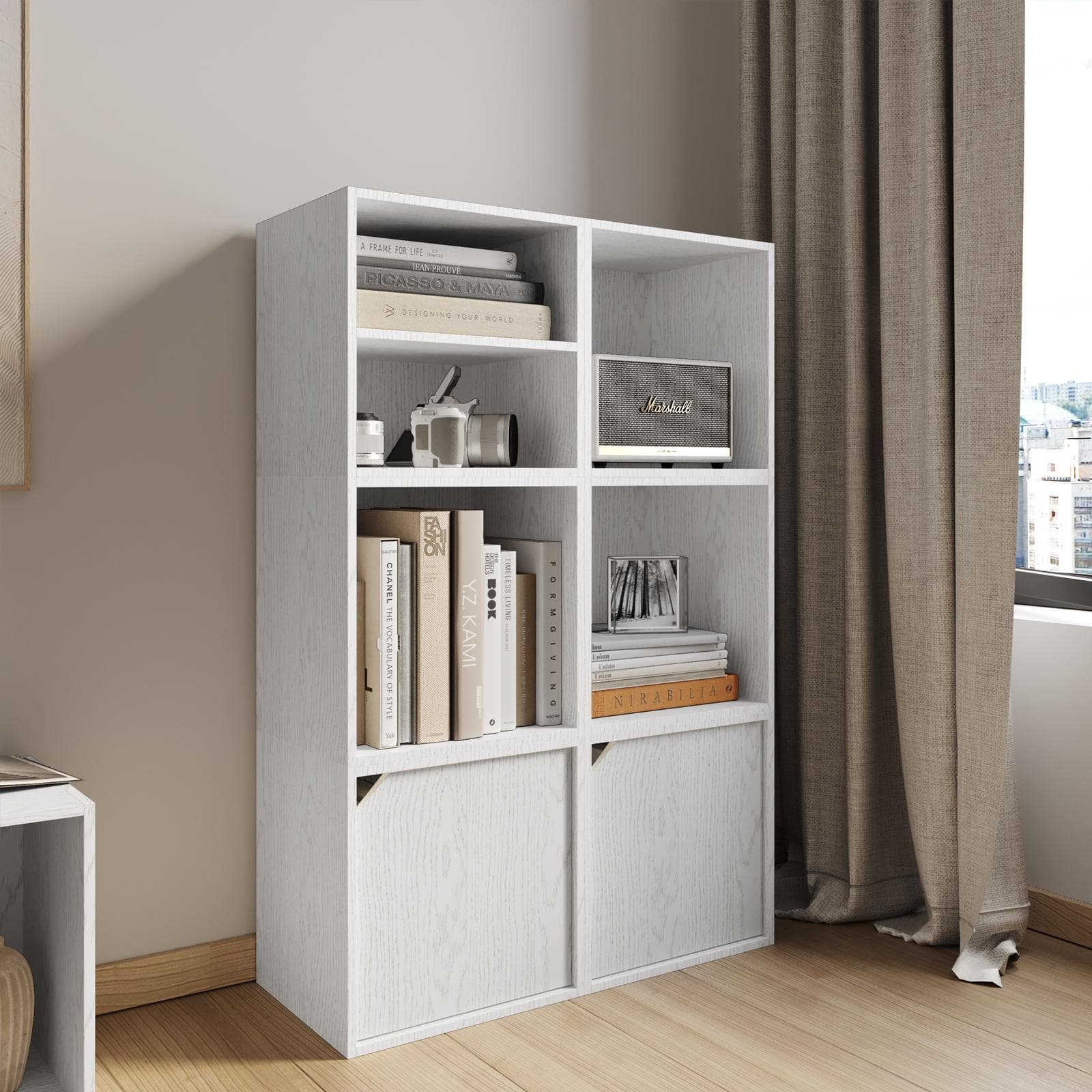 Cubo modulare effetto rovere bianco con anta - Puzzle