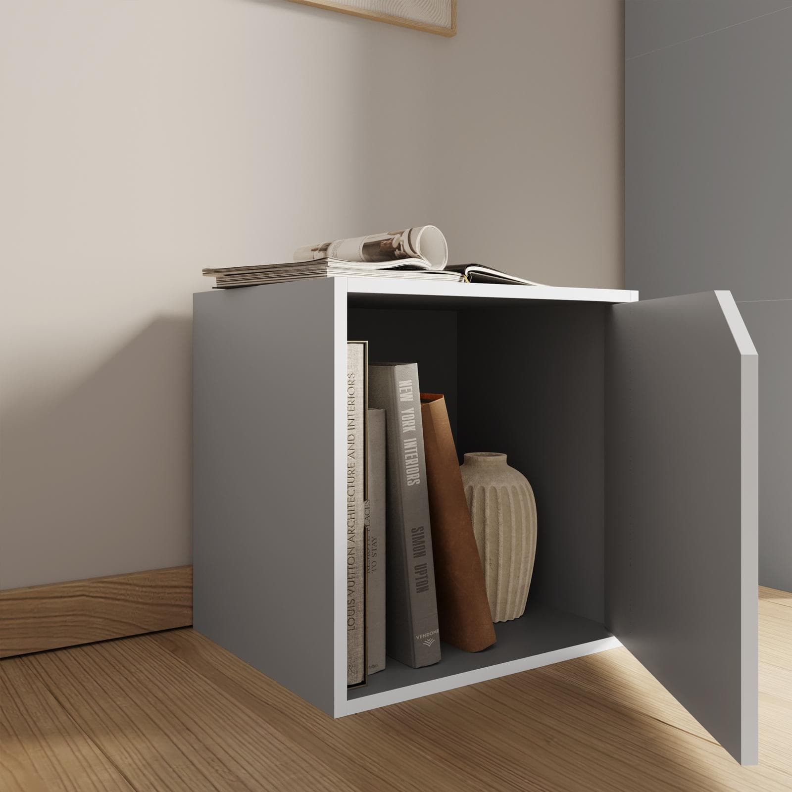 Cubo modulare con anta grigio chiaro - Puzzle