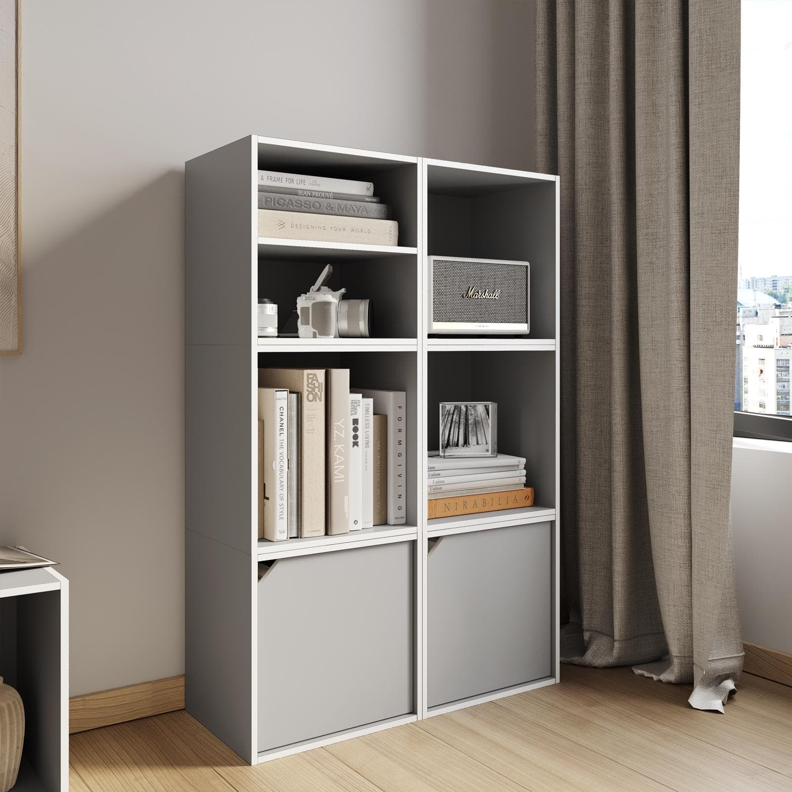 Cubo modulare con anta grigio chiaro - Puzzle