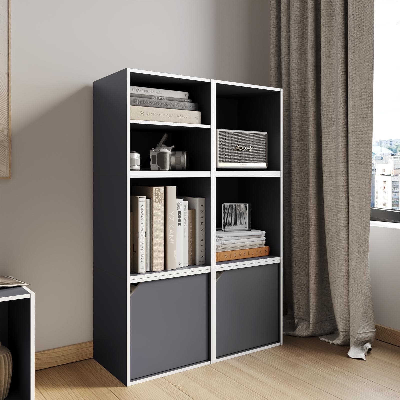 Cubo modulare con anta grigio scuro - Puzzle