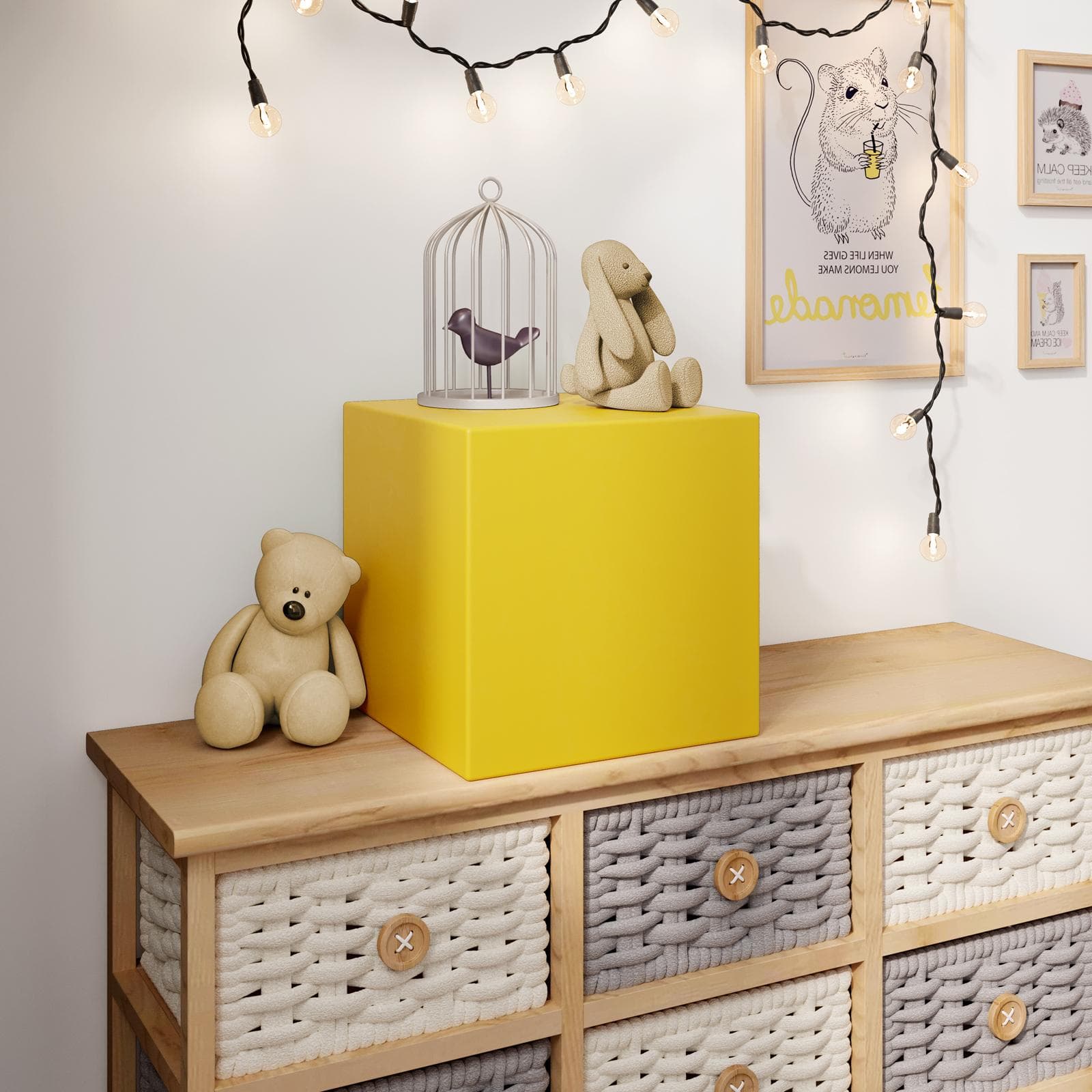 Cubo multiuso da interno 25 h cm in polietilene giallo - Kubbot