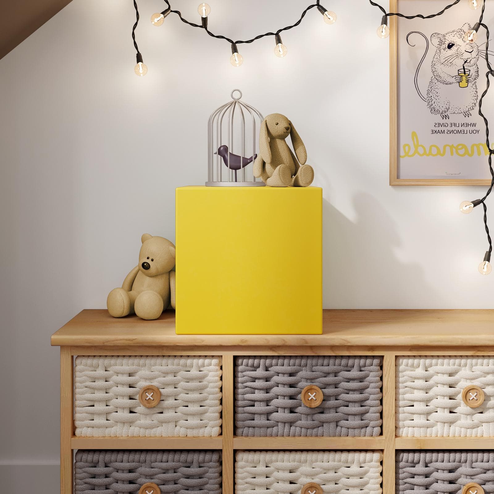 Cubo multiuso da interno 25 h cm in polietilene giallo - Kubbot