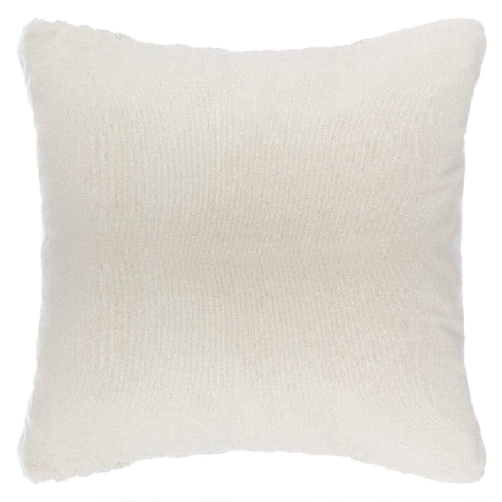 Cuscino 40x40 cm in cotone con merletto macramè bianco panna