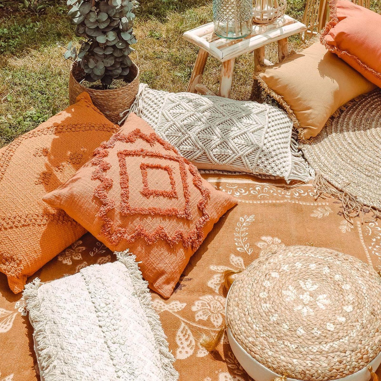 Cuscino 40x40 cm sfoderabile in cotone taftato terracotta