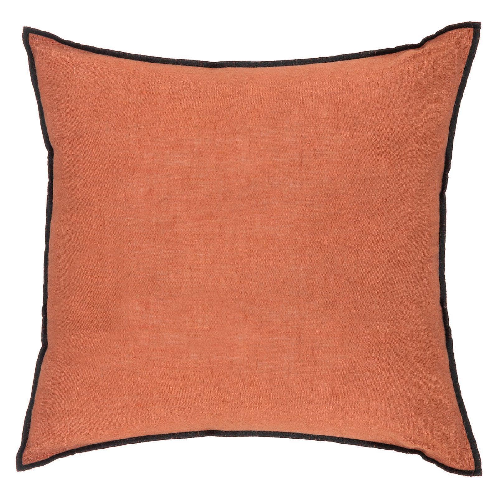 Cuscino 45x45 cm sfoderabile in lino e cotone terracotta - Elira