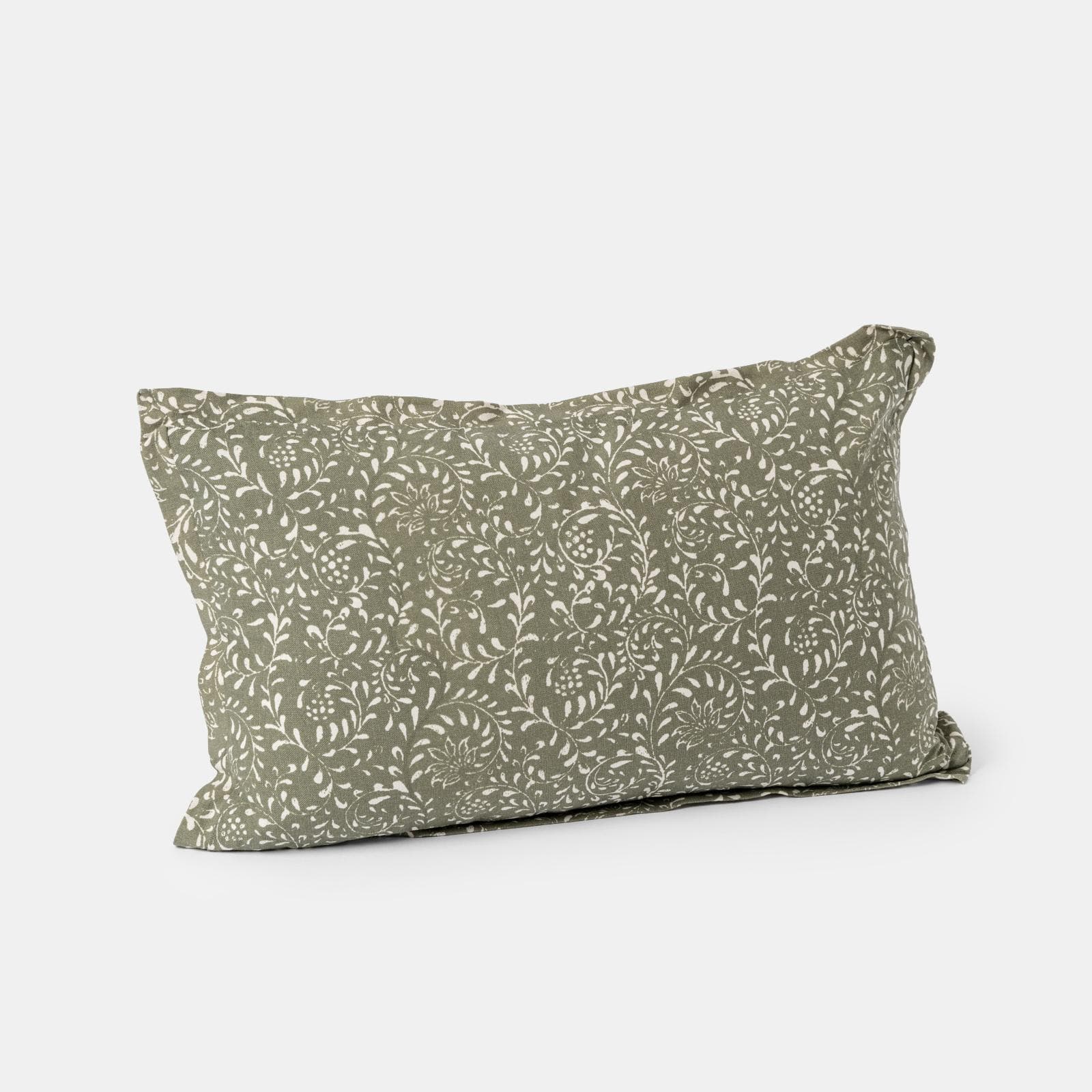 Cuscino 50x30 cm verde militare in cotone a fantasia
