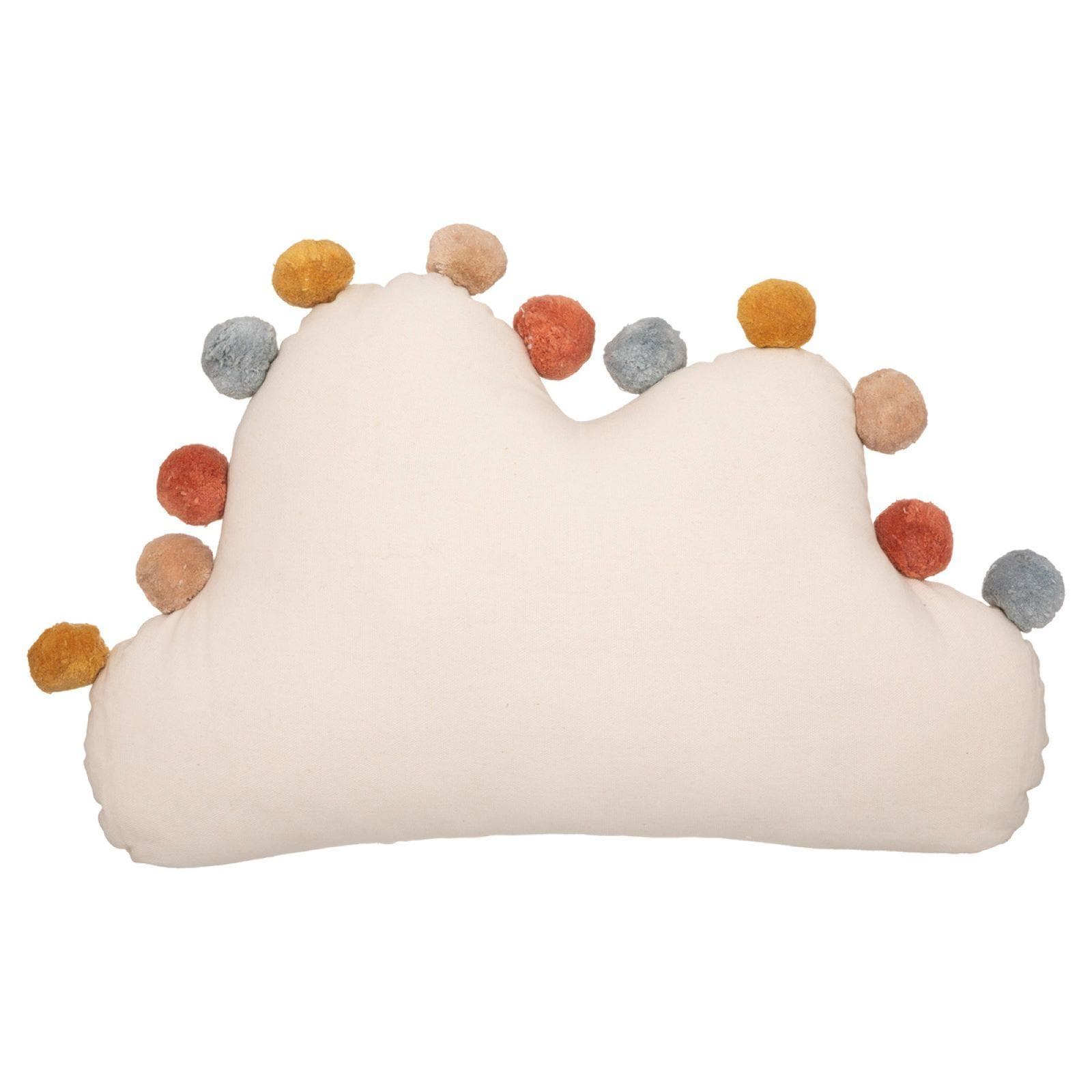 Cuscino in cotone a forma di nuvola beige e pompon multicolor - Kida