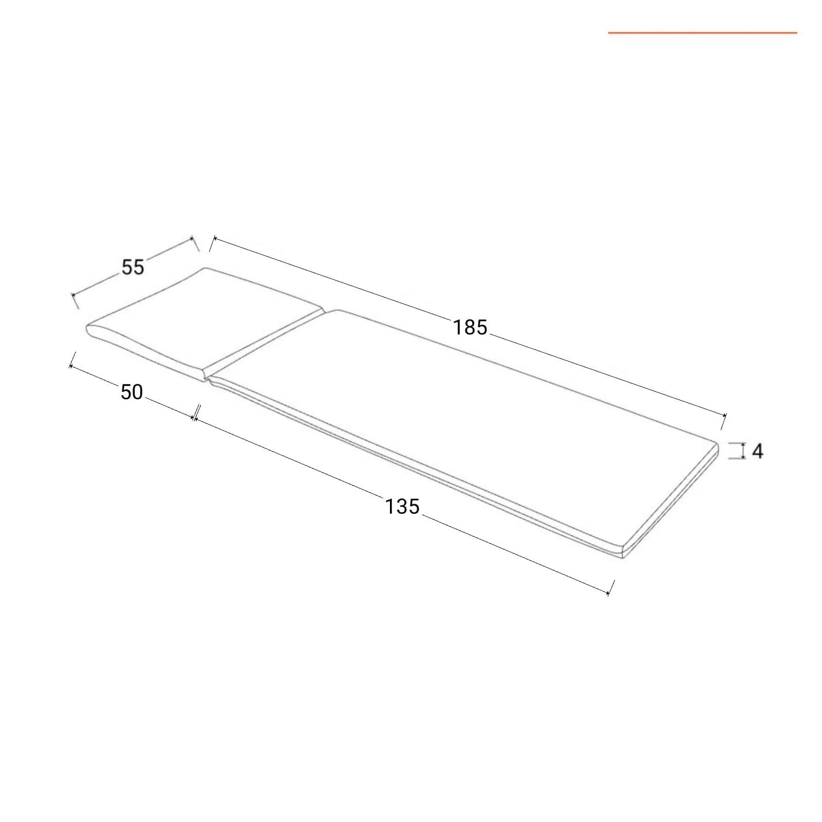 Cuscino per lettino prendisole 185x55 cm con lacci in poliestere idrorepellente tortora - Bangkok