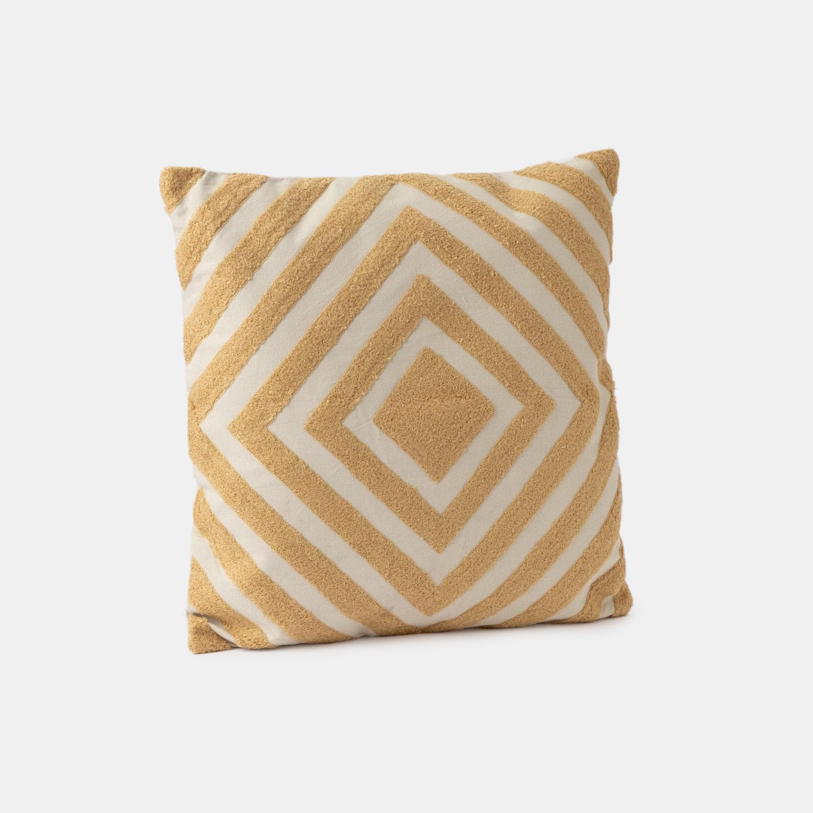 Cuscino sfoderabile 45x45 in tessuto beige con disegno geometrico microteddy sabbia