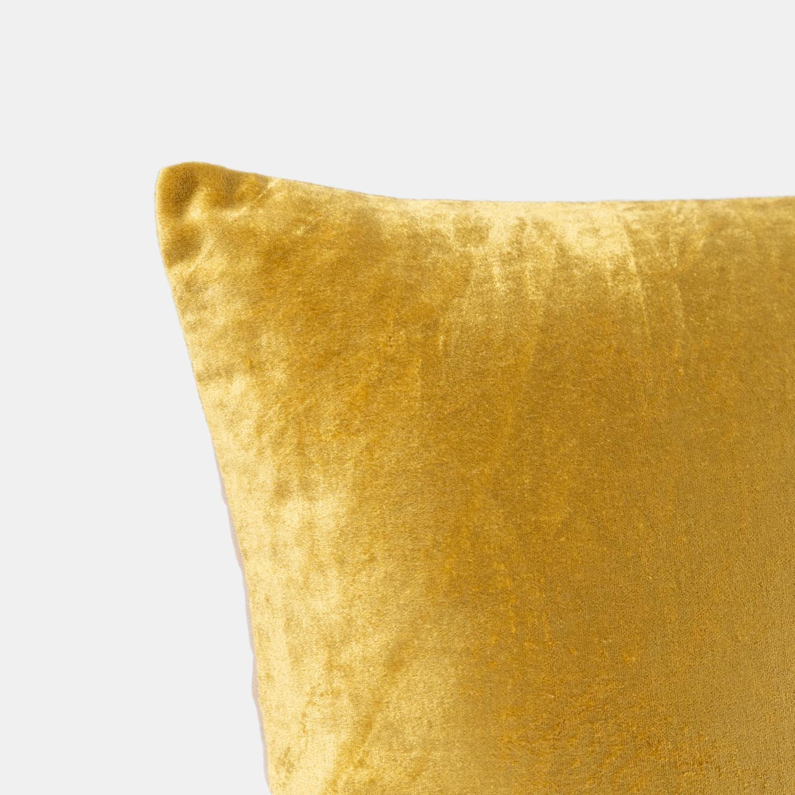 Cuscino sfoderabile 45x45 cm in velluto senape e cotone bianco