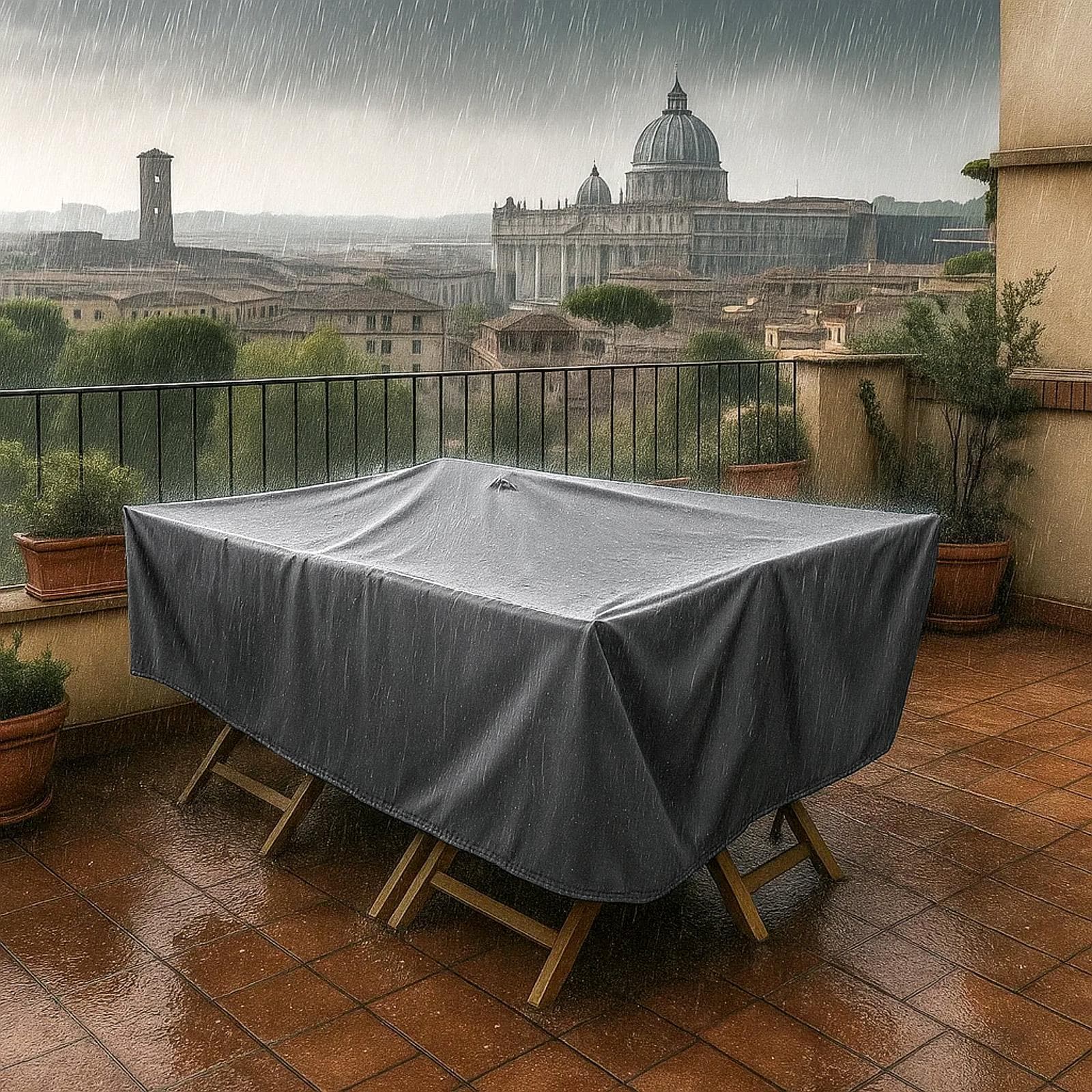 Copertura protettiva per tavolo in poliestere idrorepellente antracite 280x160x70h cm con coulisse regolabile - Wakanda