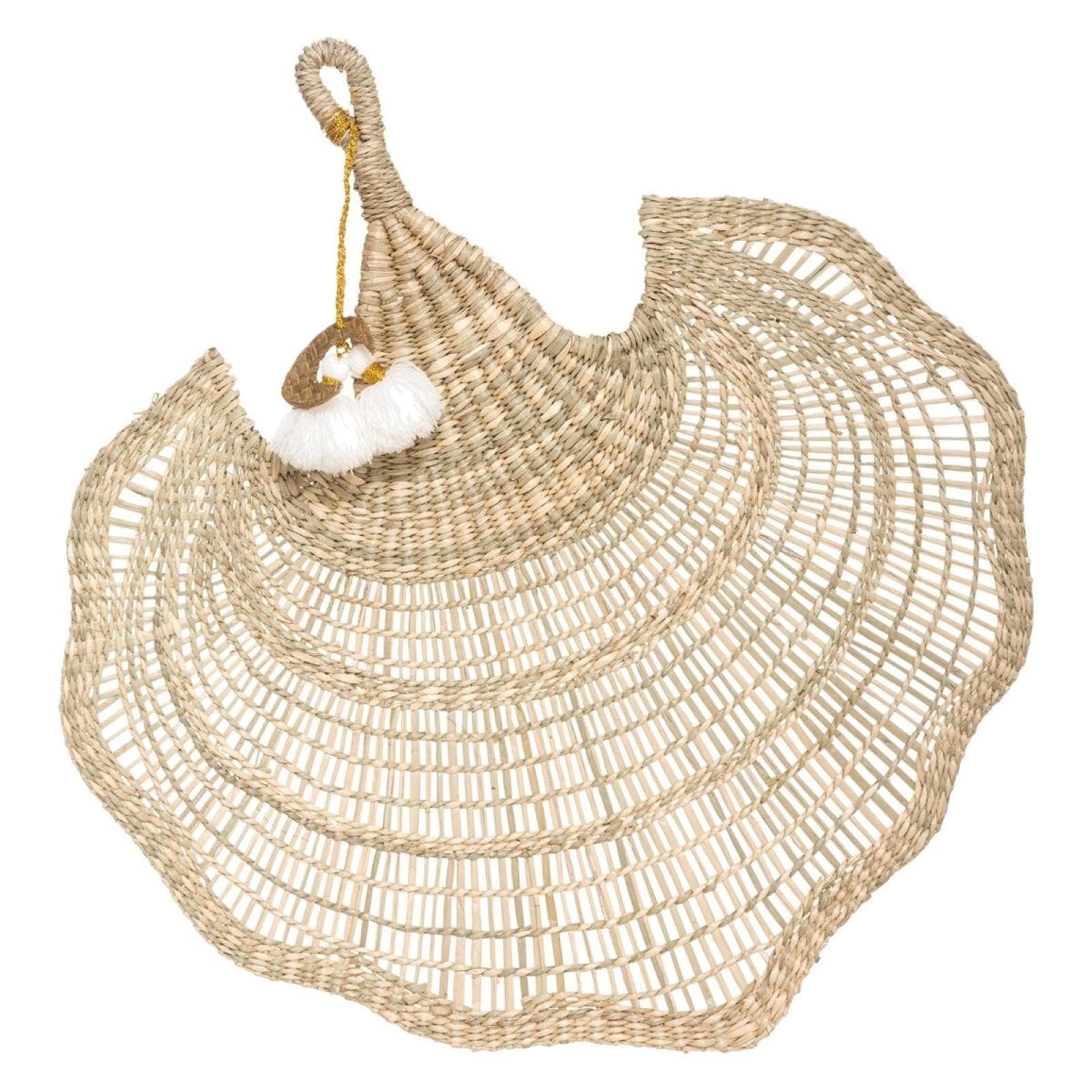 Decorazione da parete 58h cm in rattan naturale a forma di ventaglio