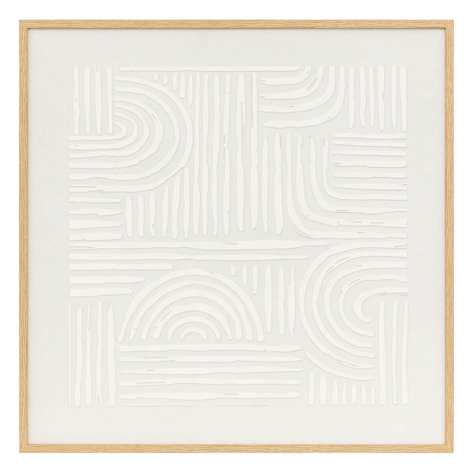 Decorazione da parete 60x60 cm rilievo in gesso bianco con cornice in legno