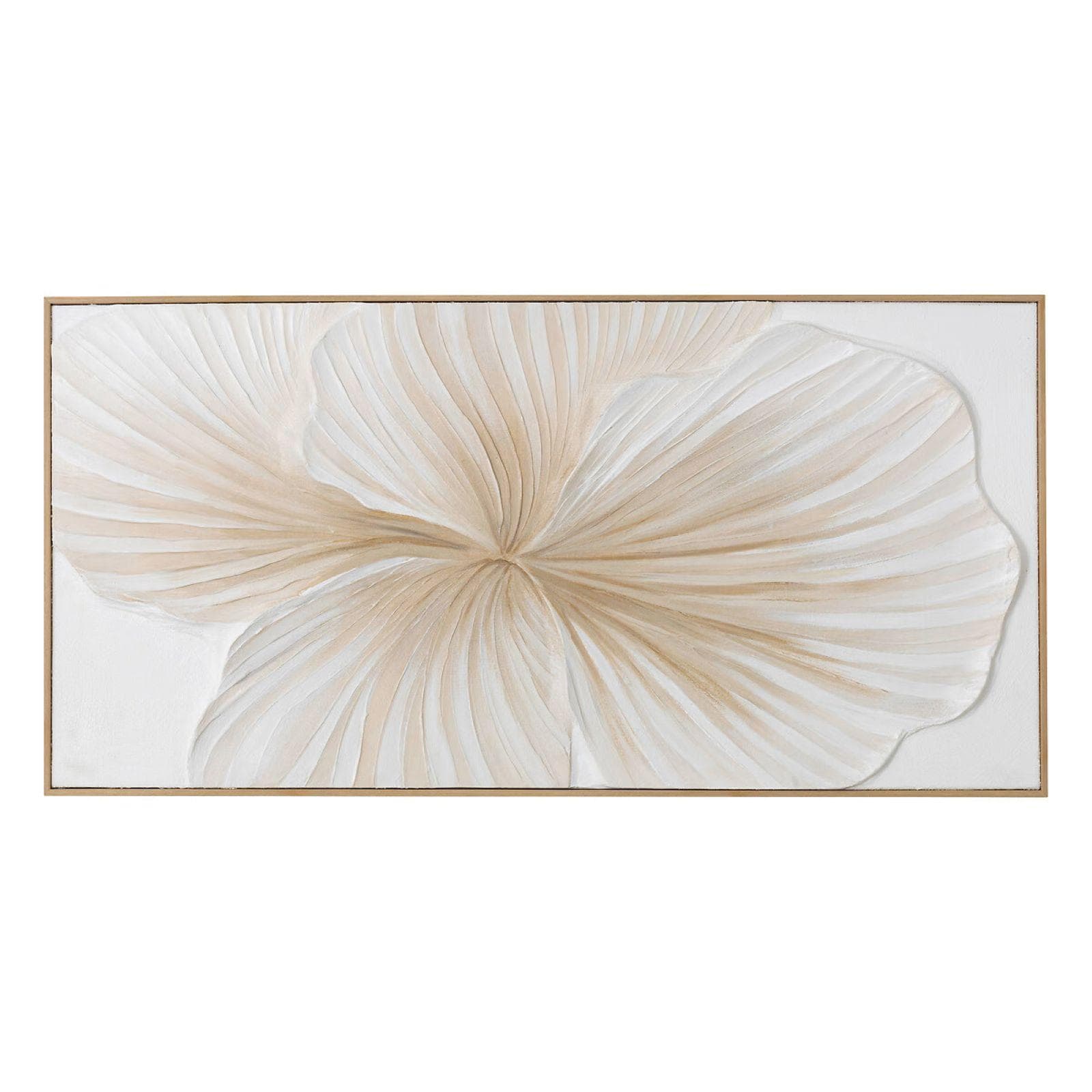 Decorazione murale 118x58 cm dipinto ad olio in rilievo bianco