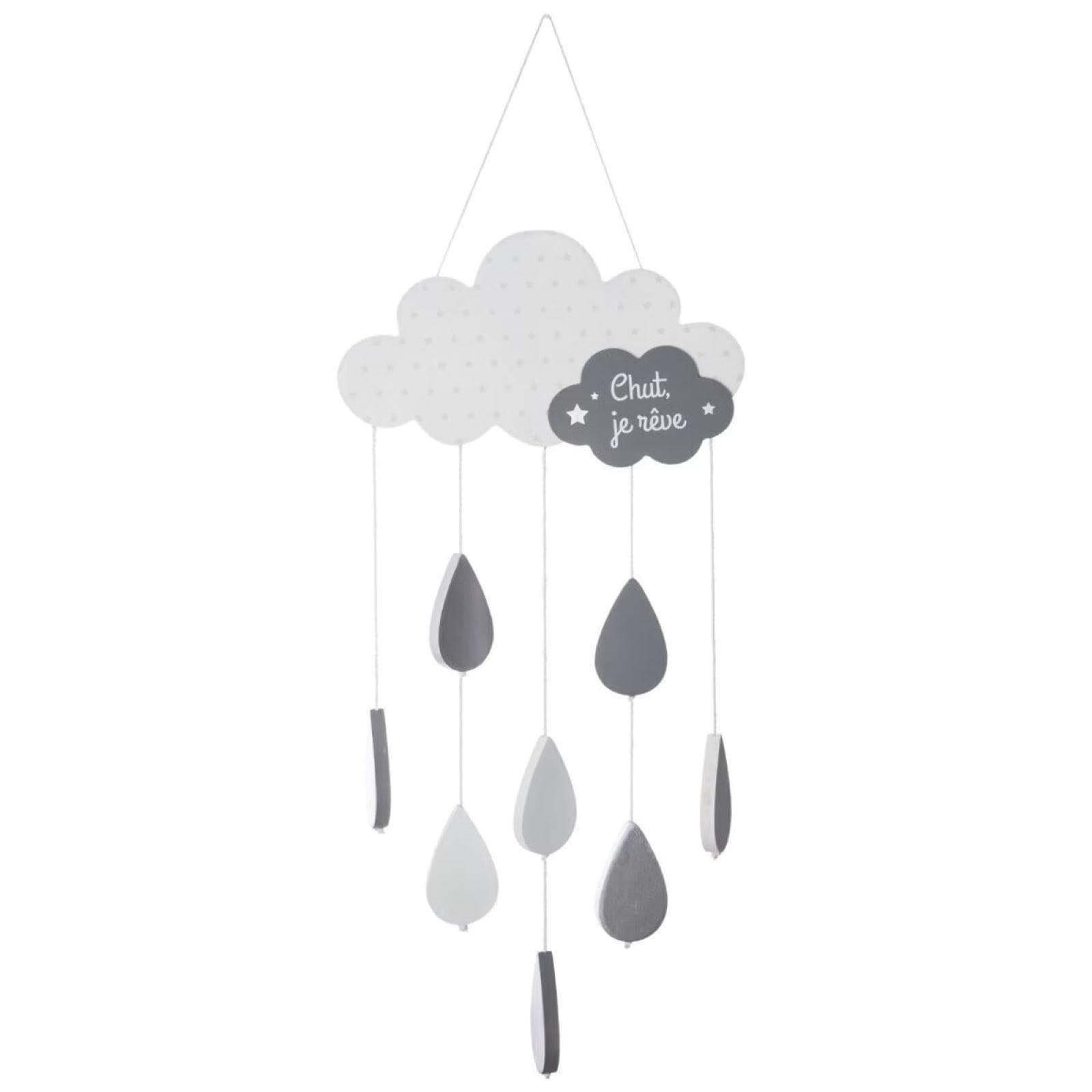 Decorazione sospesa 62h cm in legno a forma di nuvola grigio chiaro - Kids