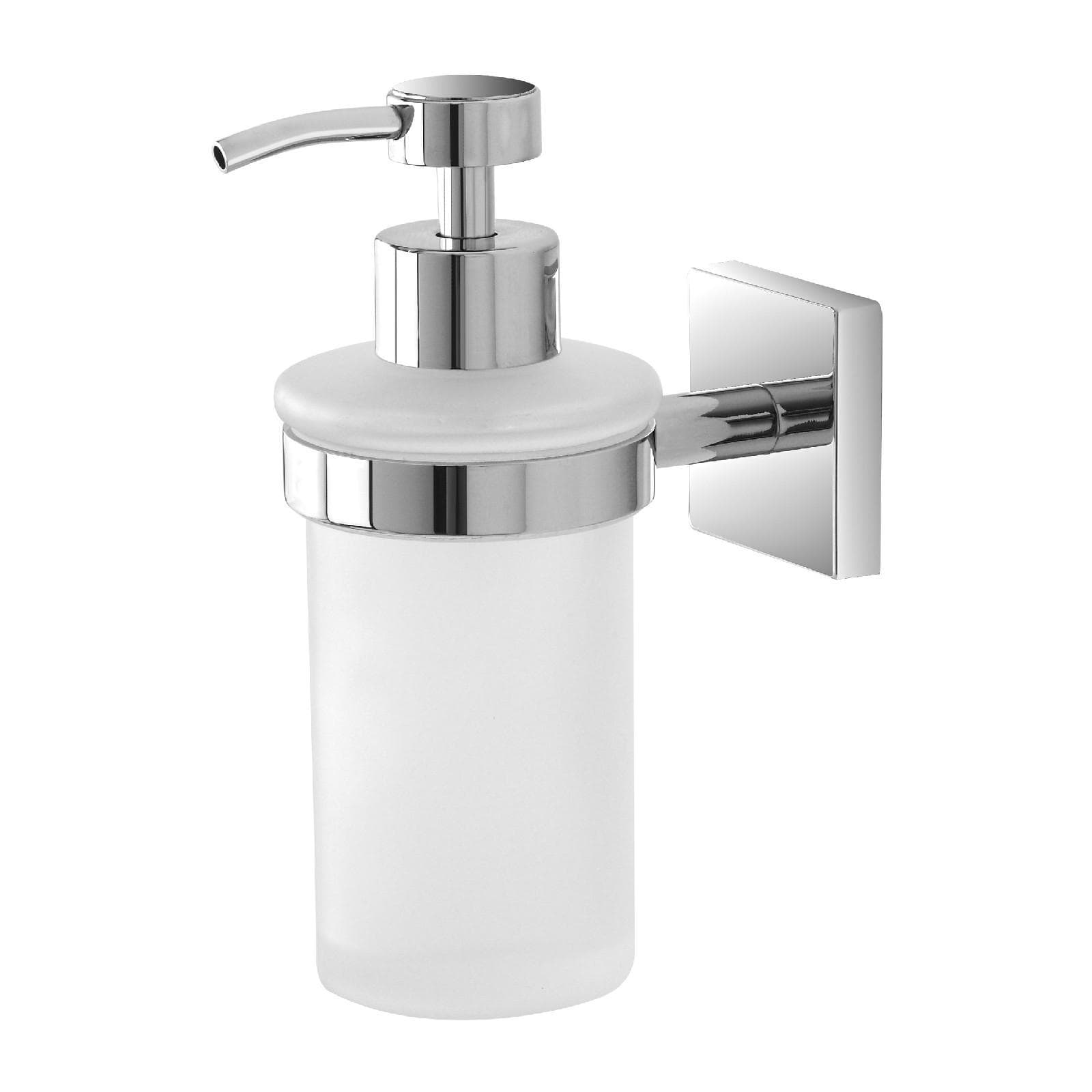 Dispenser sapone a muro in acciaio cromato e vetro satinato - Myeasyset