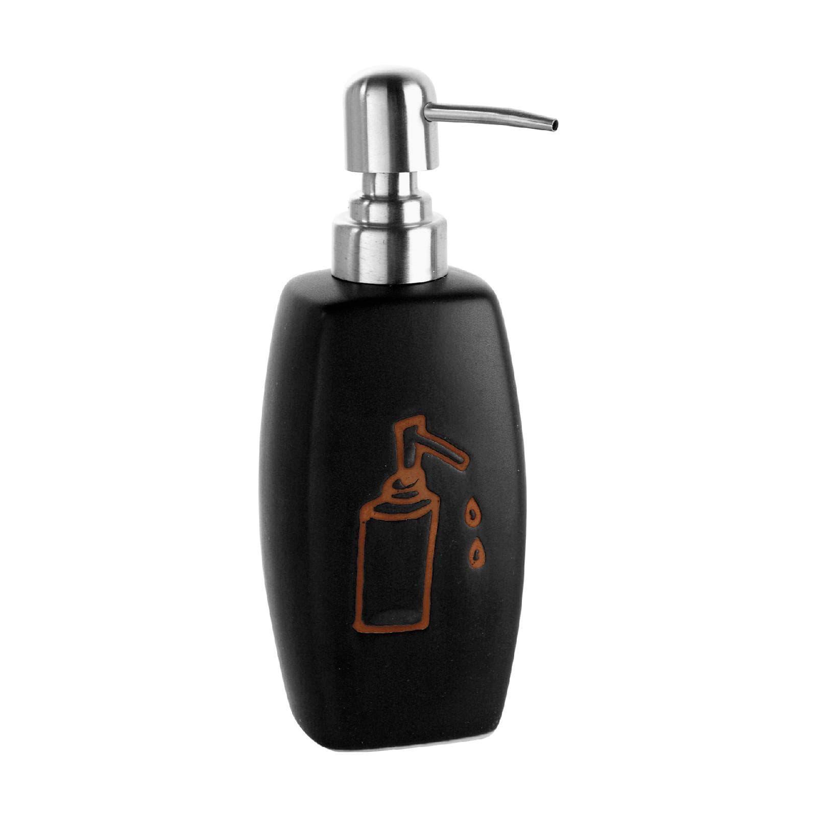 Dispenser sapone in ceramica nero con disegno - Tonga