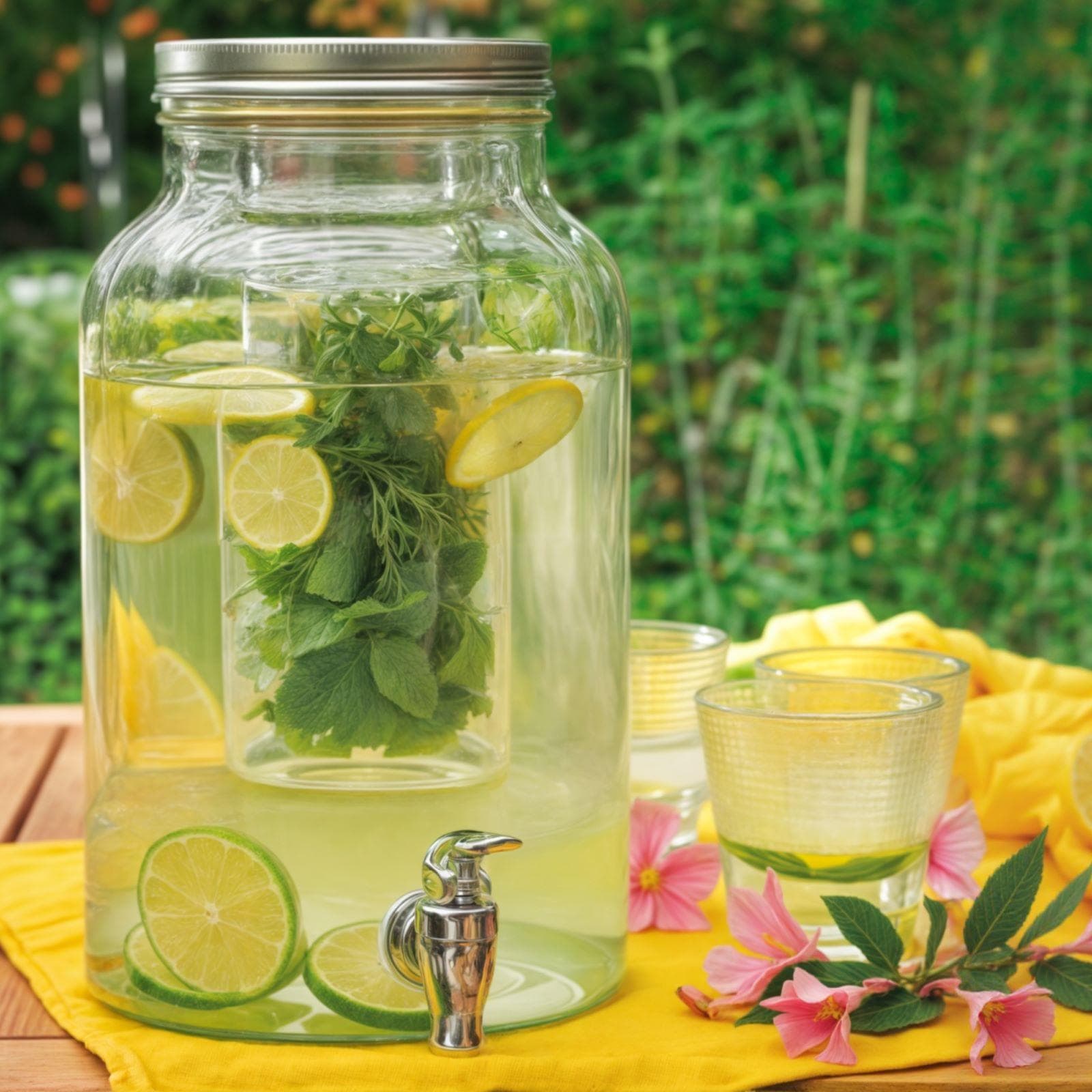 Distributore per bevande da 6 litri in vetro con infusore e rubinetto