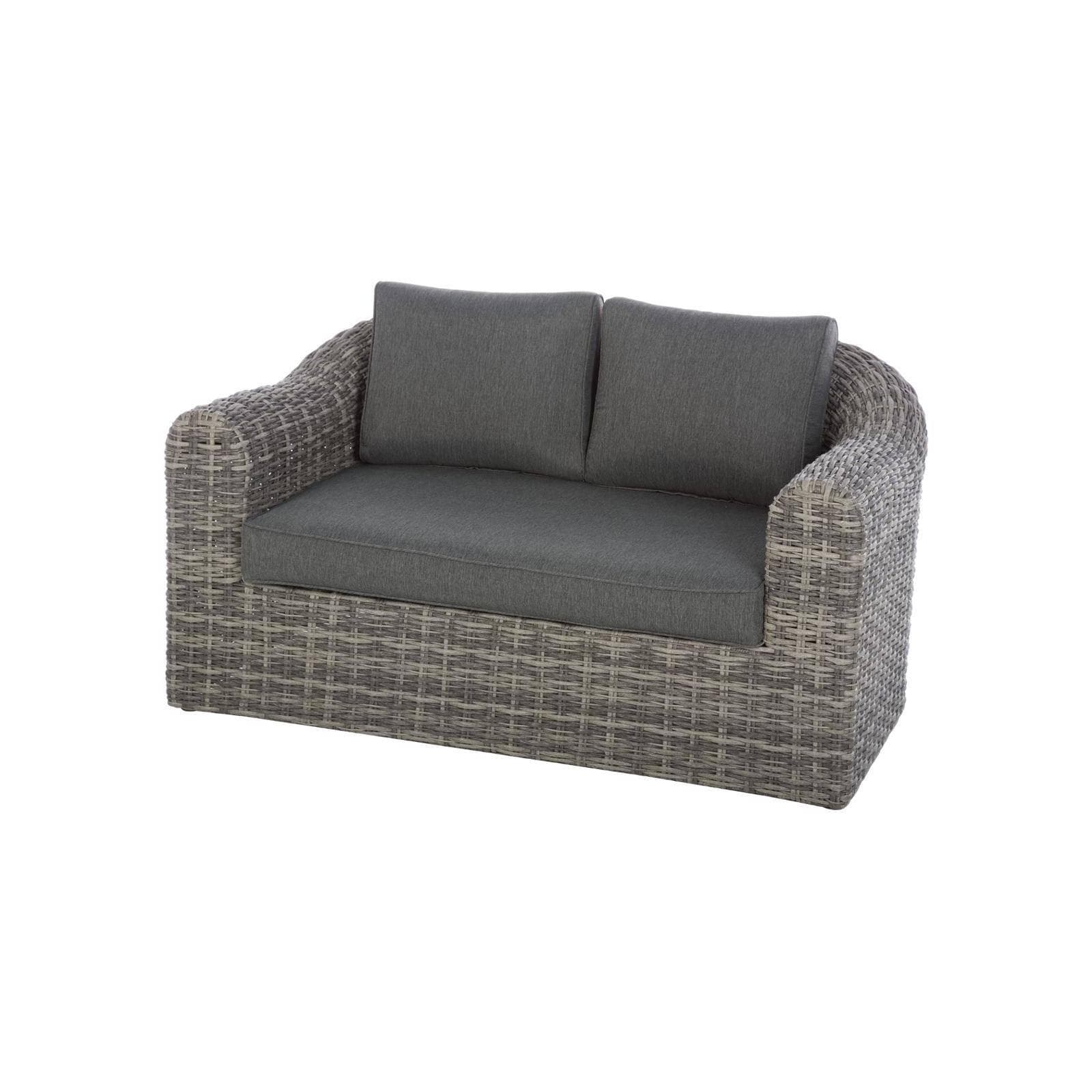 Divano 2 posti in polyrattan marrone con cuscini - Moreno