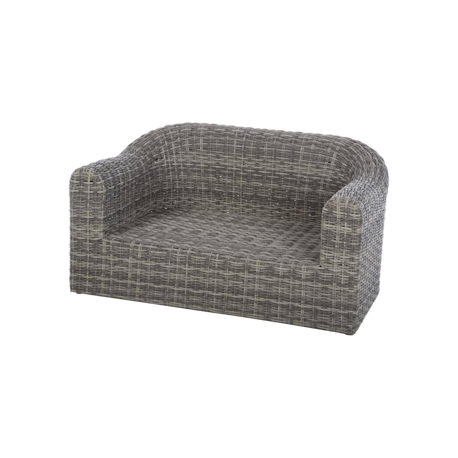 Divano 2 posti in polyrattan marrone con cuscini - Moreno