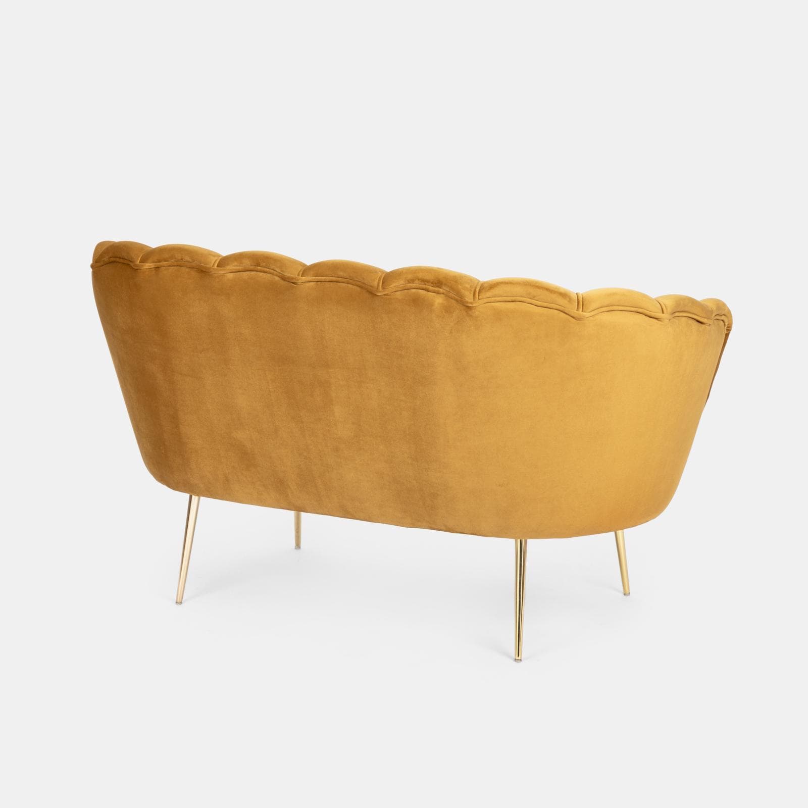 Divano 2 posti in velluto senape gambe oro - Oden