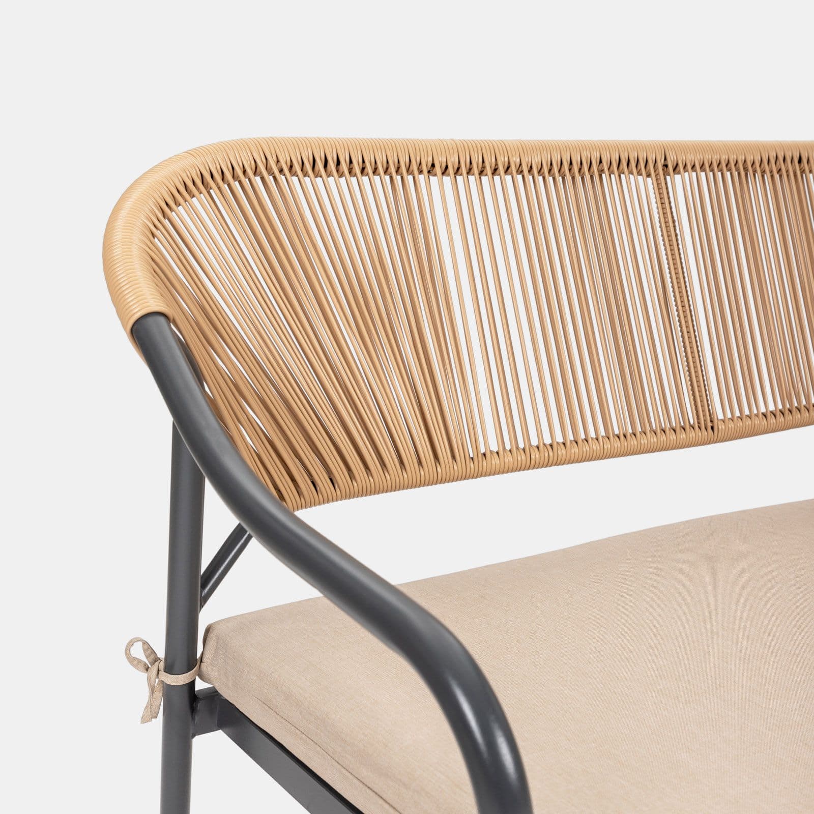 Divano da giardino 124x78h cm in acciaio antracite con cuscino beige - Evans
