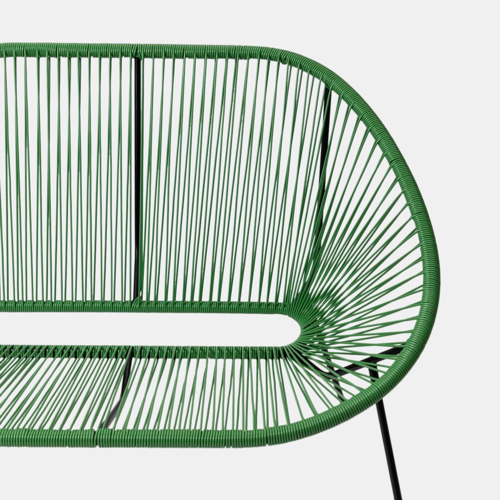 Divano da giardino in metallo nero rivestito in corda verde - Kalimba