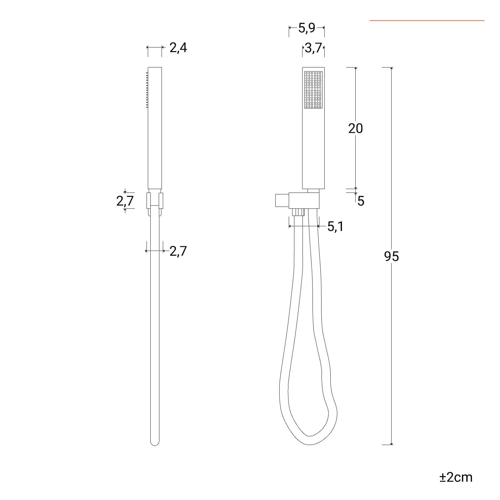 Doccetta monogetto anticalcare 20cm con attacco universale