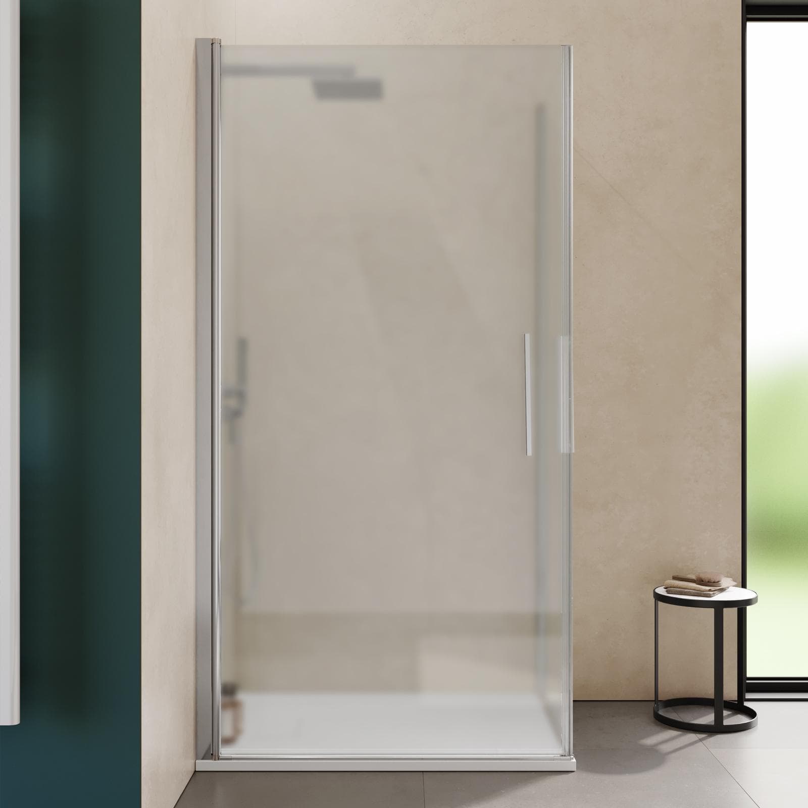 Box doccia 70x100 cm doppio battente con vetro temperato opaco e profilo cromo 190h - Nilo