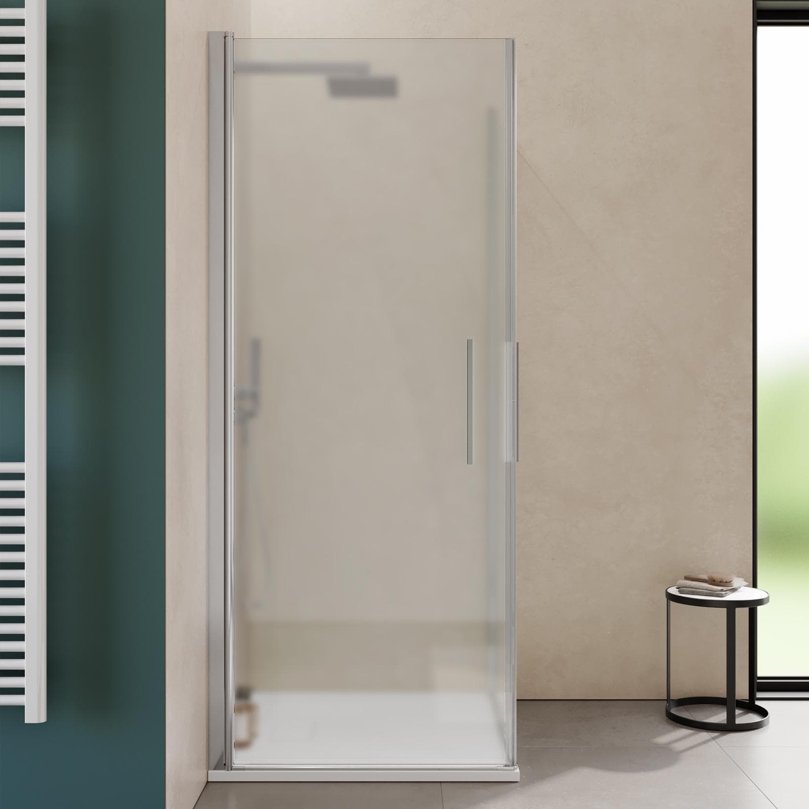 Box doccia 80x80 cm doppio battente con vetro temperato opaco e profilo cromo 195h - Nilo