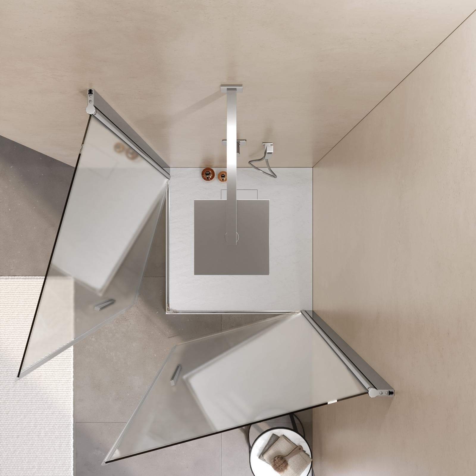 Box doccia 80x80 cm doppio battente con vetro temperato opaco e profilo cromo 195h - Nilo
