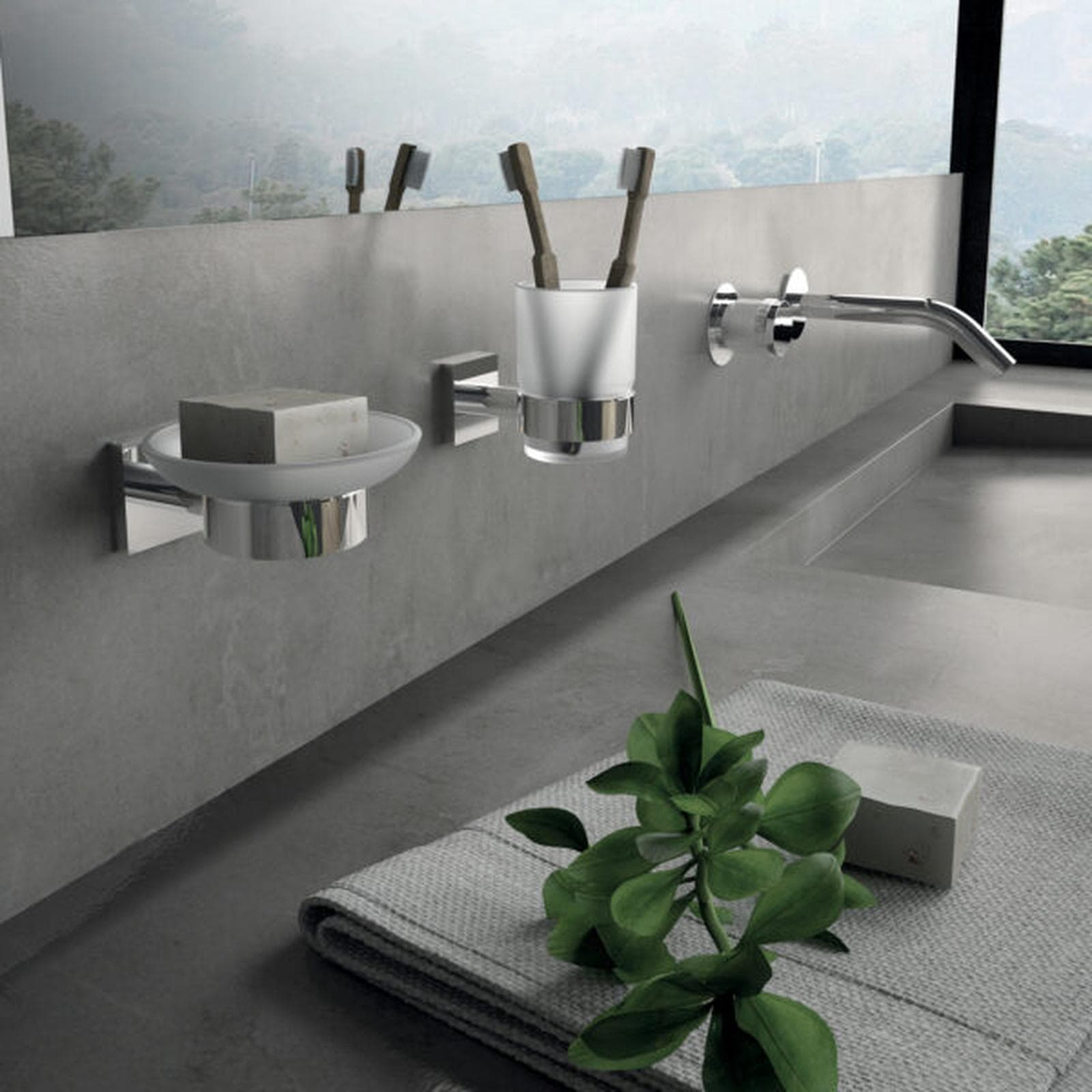 Dosasapone a muro in acciaio inox cromo e vetro satinato - Fuji di Gedy