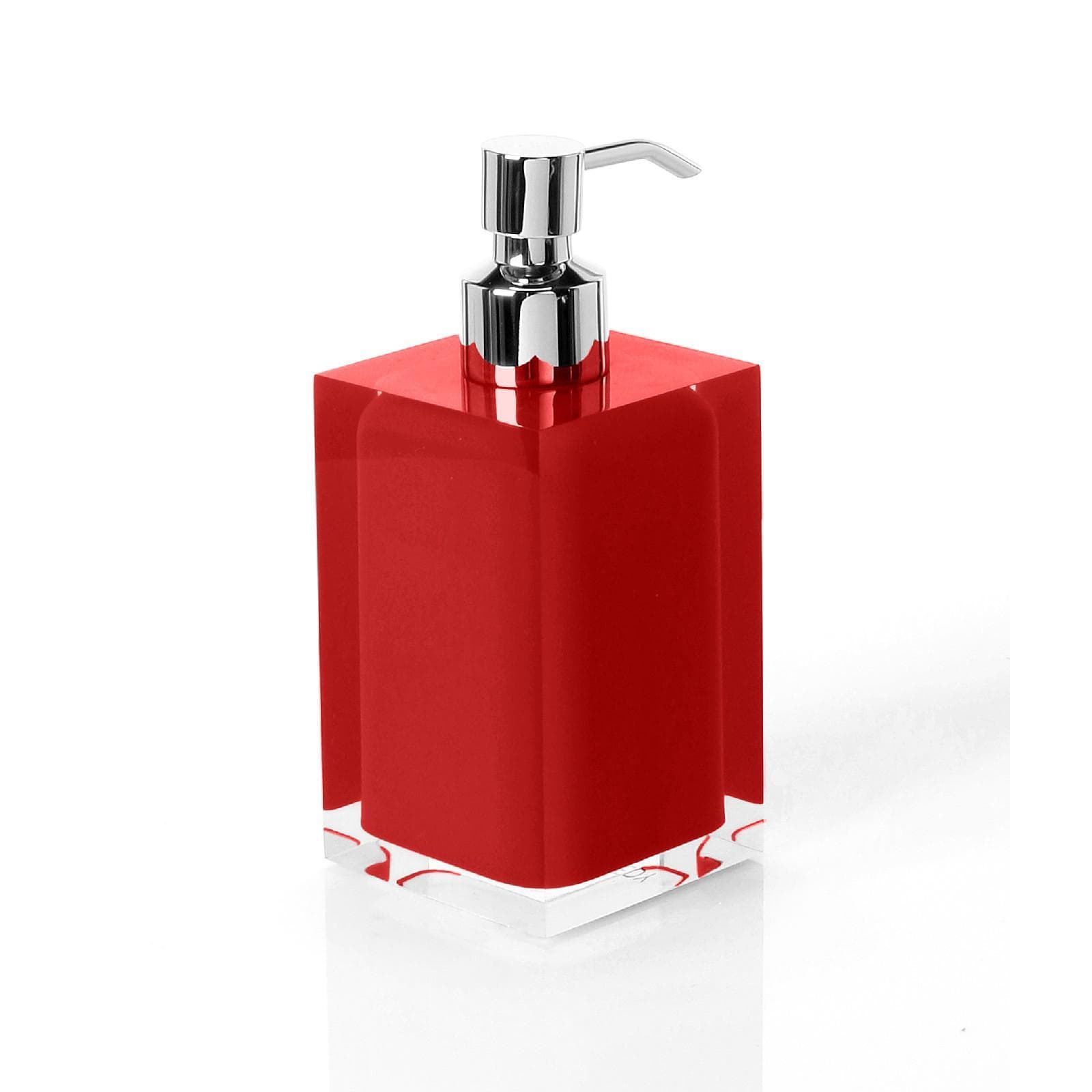 Dosasapone rosso e trasparente con erogatore cromo - Rainbow di Gedy