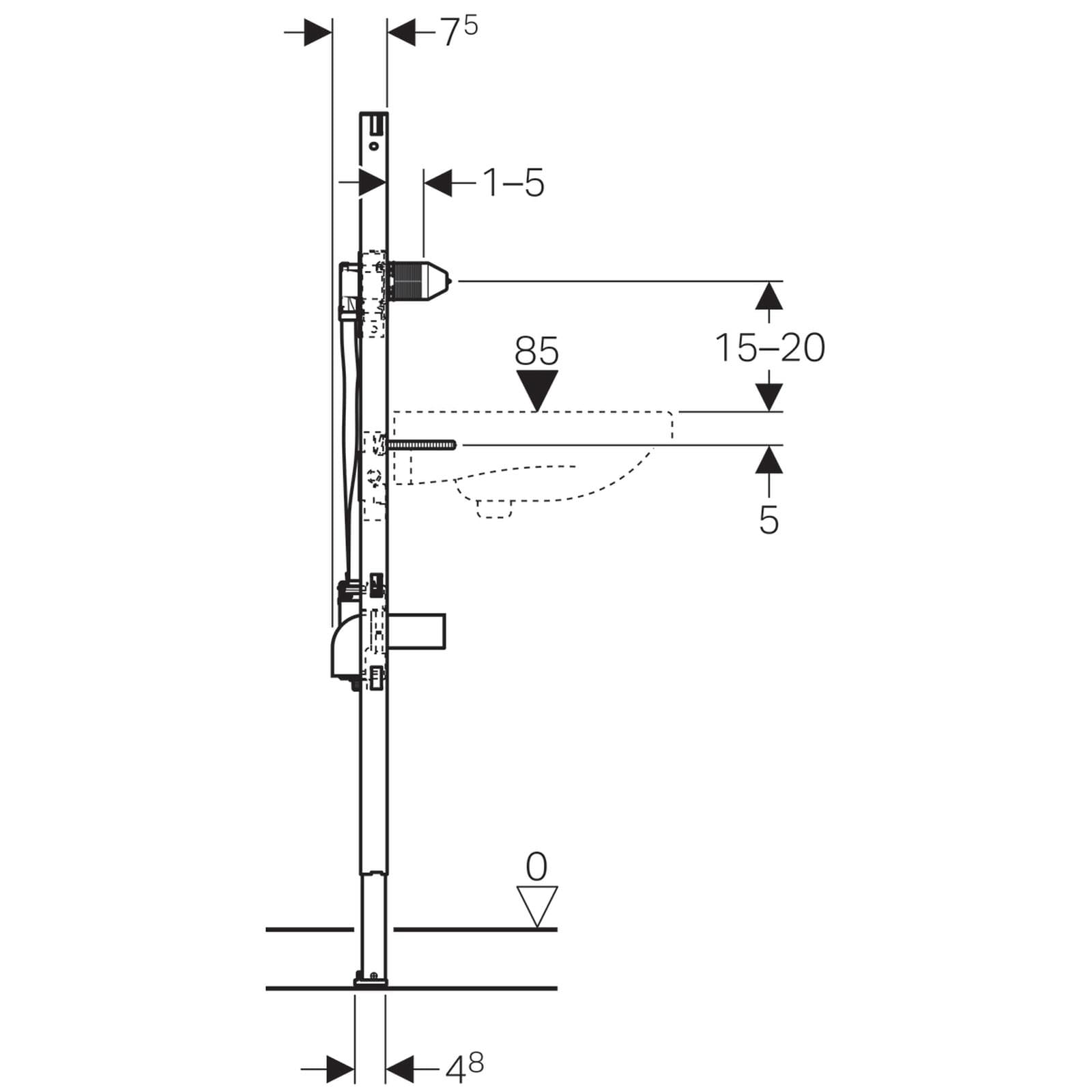 Duofix 111.560.00.1 per lavabo 130 cm per rubinetteria a parete con scatola funzionale incasso